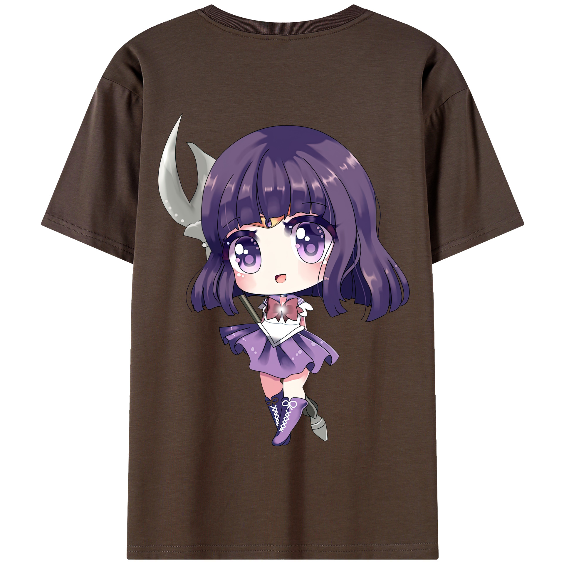 （画像用） 美少女戦士セーラームーン 土萠ほたる Sailor Moon Tomoe Hotaru （セーラーサターン；Sailor Saturn） 綿100％半袖Tシャツ（背面プリント）