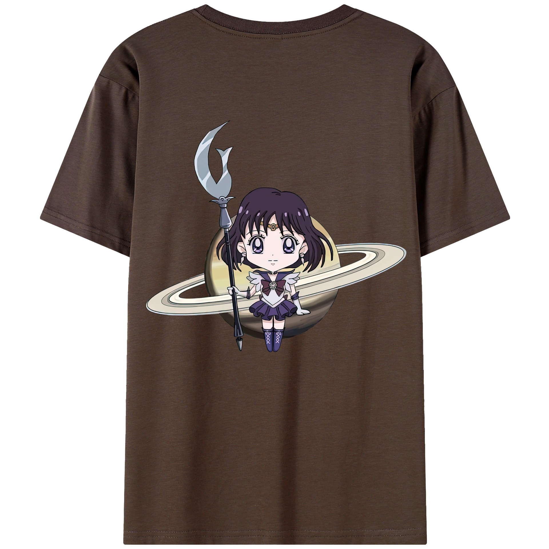 （画像用） 美少女戦士セーラームーン 土萠ほたる Sailor Moon Tomoe Hotaru （セーラーサターン；Sailor Saturn） 綿100％半袖Tシャツ（背面プリント）