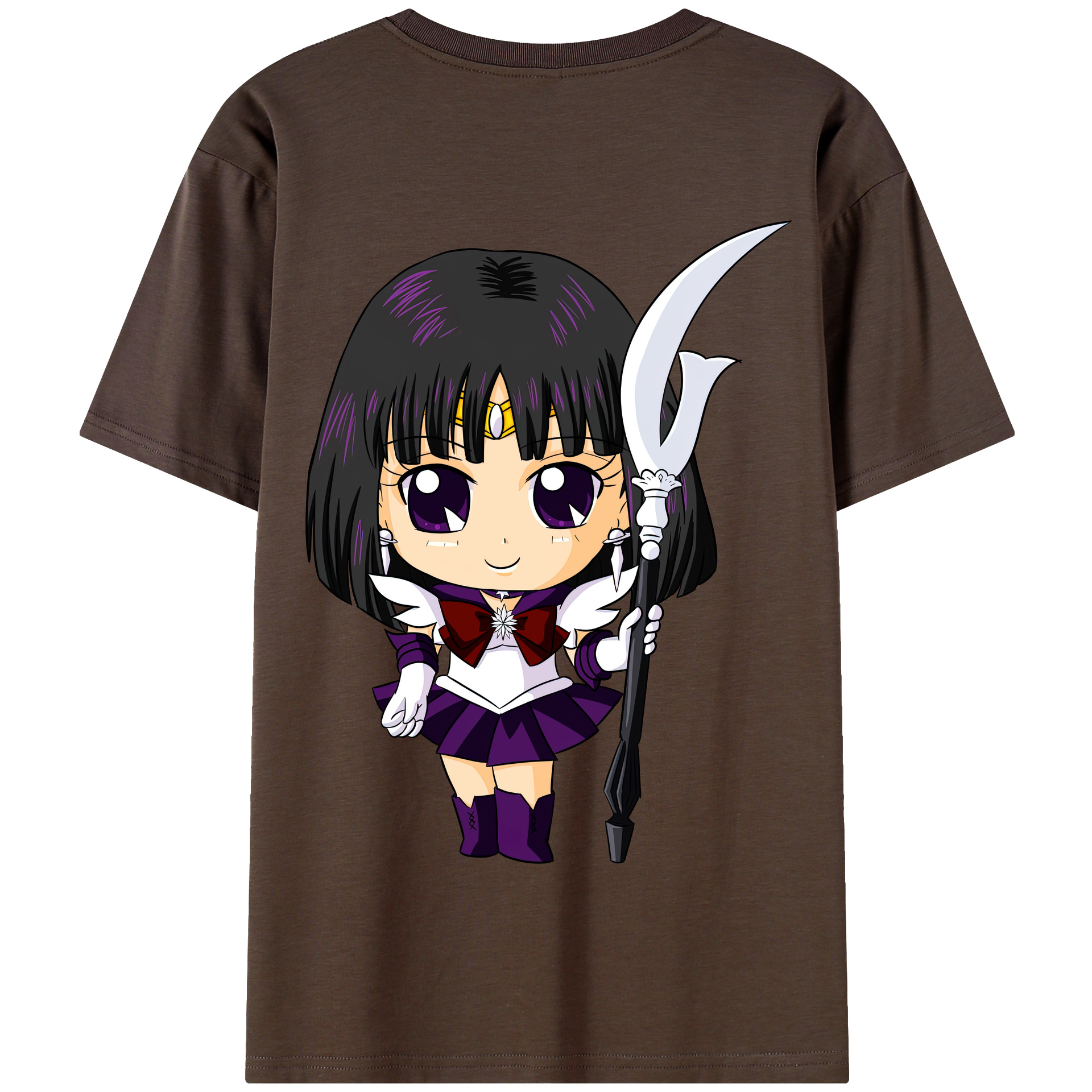 （画像用） 美少女戦士セーラームーン 土萠ほたる Sailor Moon Tomoe Hotaru （セーラーサターン；Sailor Saturn） 綿100％半袖Tシャツ（背面プリント）