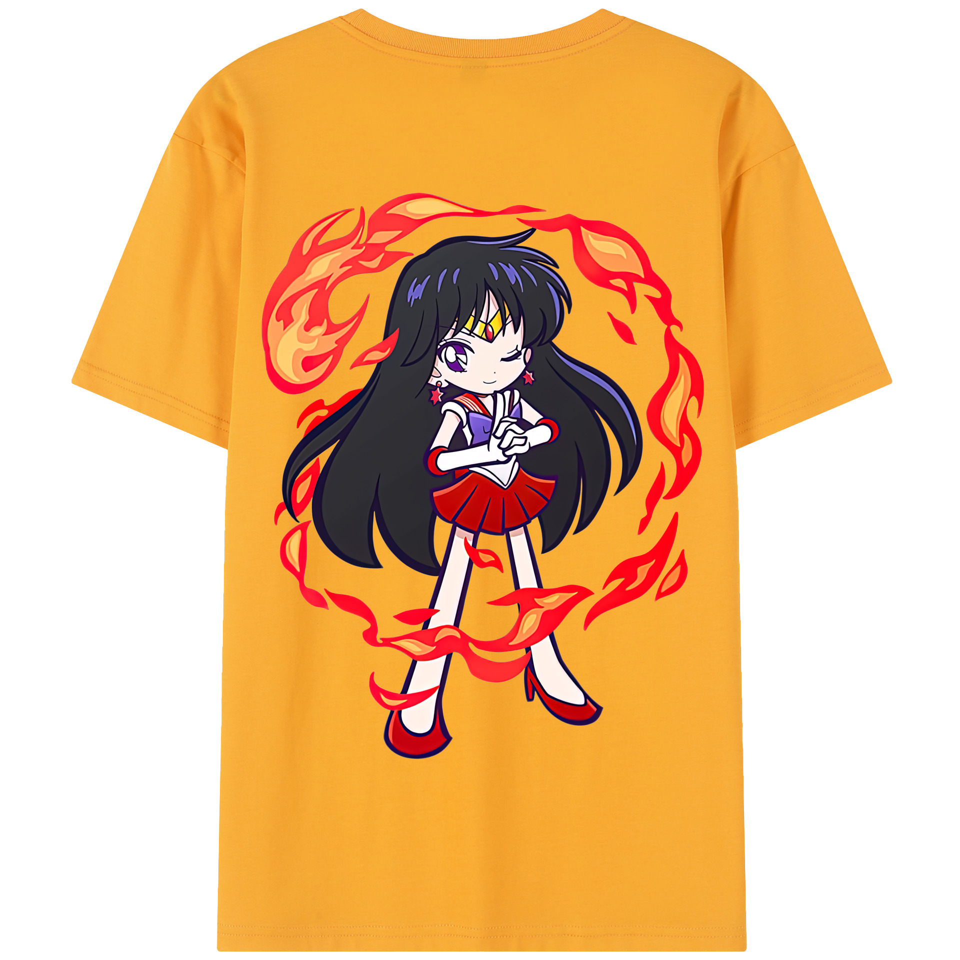 （画像用） 美少女戦士セーラームーン 火野レイ ひの レイ Sailor Moon Hino Rei （セーラーマーズ,Sailor Mars） 綿100％半袖Tシャツ（背面プリント）