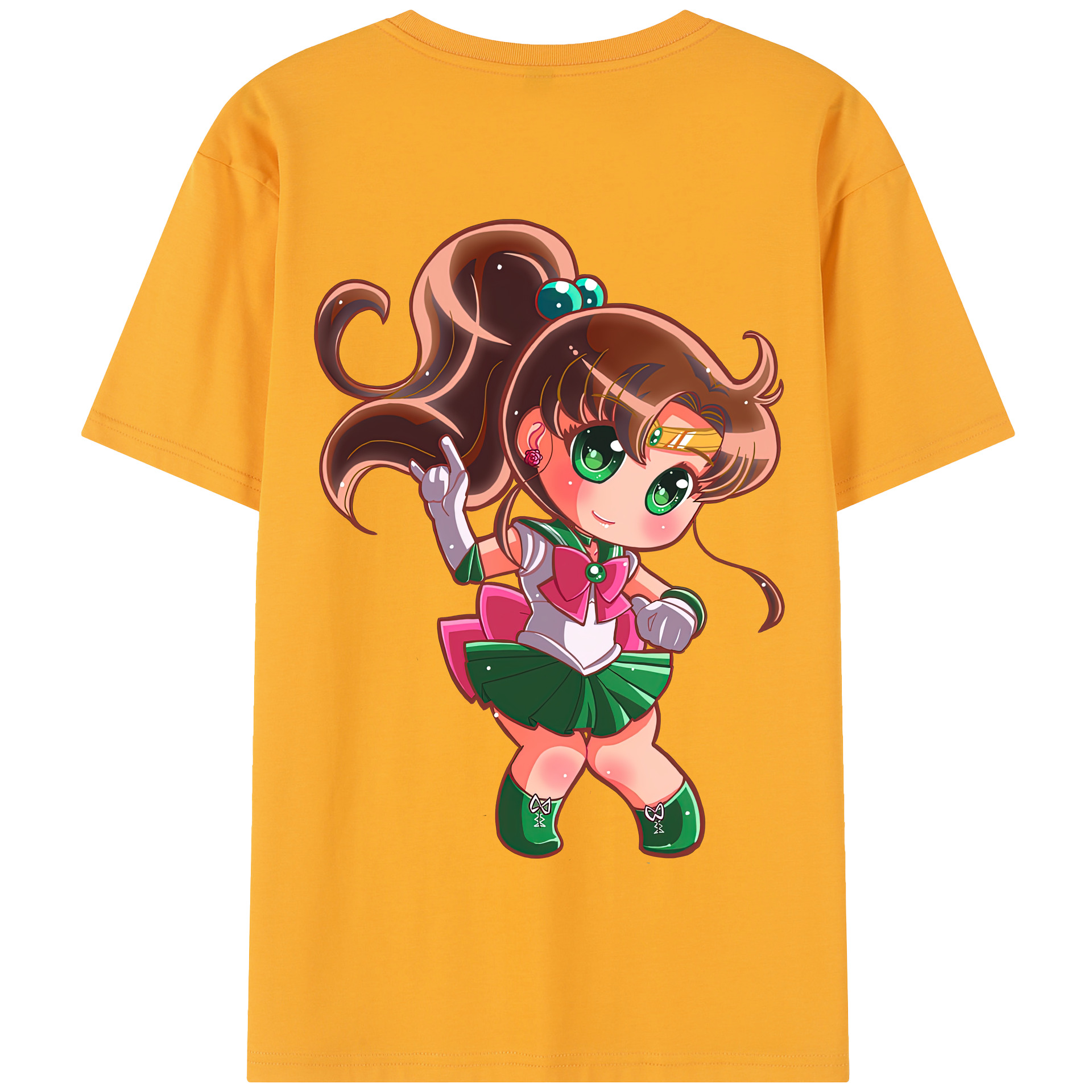 （画像用） 美少女戦士セーラームーン 木野 まこと きの まこと Sailor Moon Kino Makoto （セーラージュピター；Sailor Jupiter） 綿100％半袖Tシャツ（背面プリント）