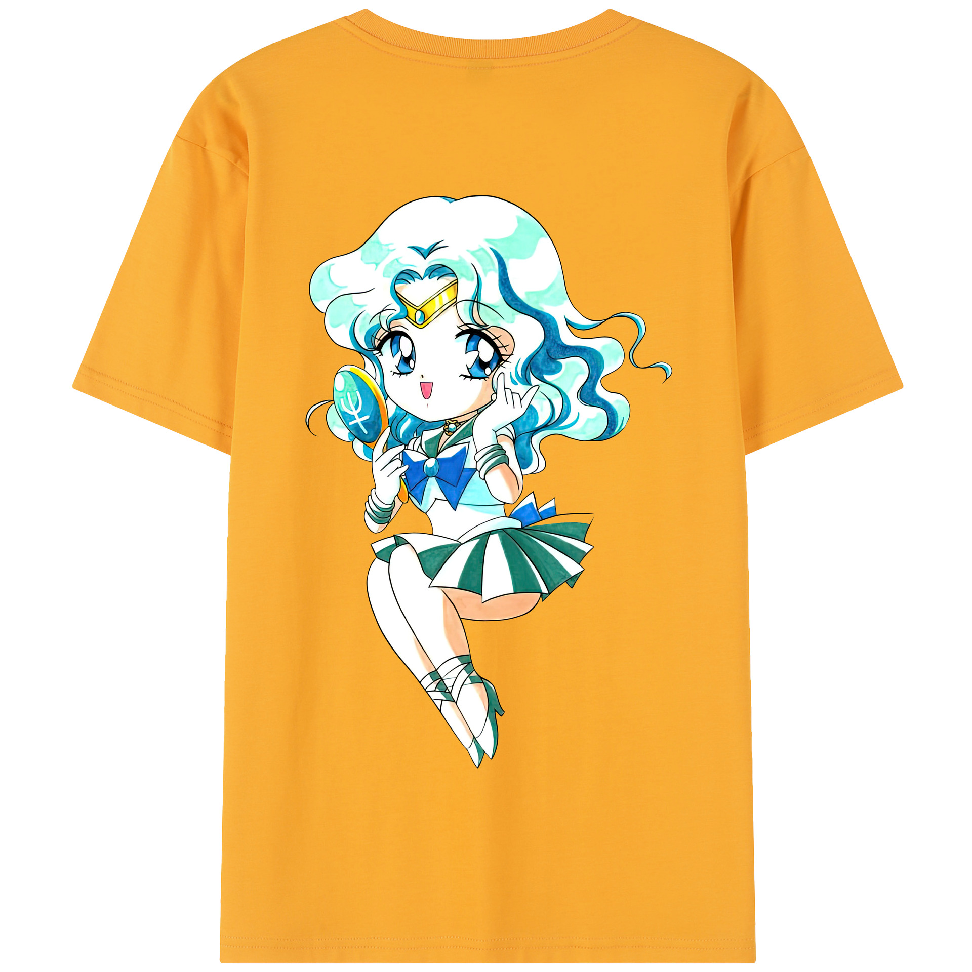 （画像用） 美少女戦士セーラームーン 海王 みちる（かいおう みちる） Sailor Moon Kaiou Michiru 綿100％半袖Tシャツ（背面プリント）