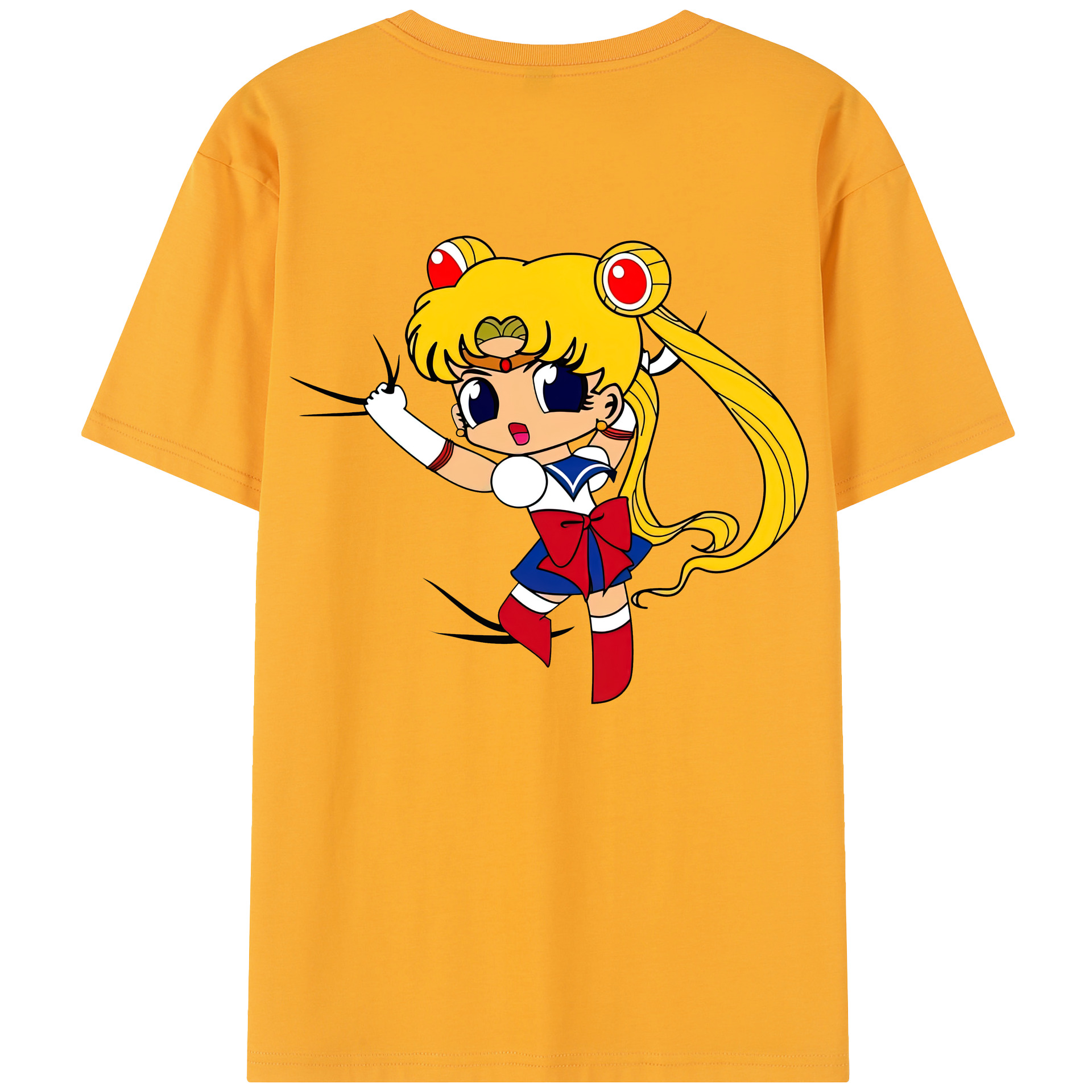（画像用） 美少女戦士セーラームーン 月野 うさぎ つきの うさぎ Sailor Moon Tsukino Usagi 綿100％半袖Tシャツ（背面プリント）