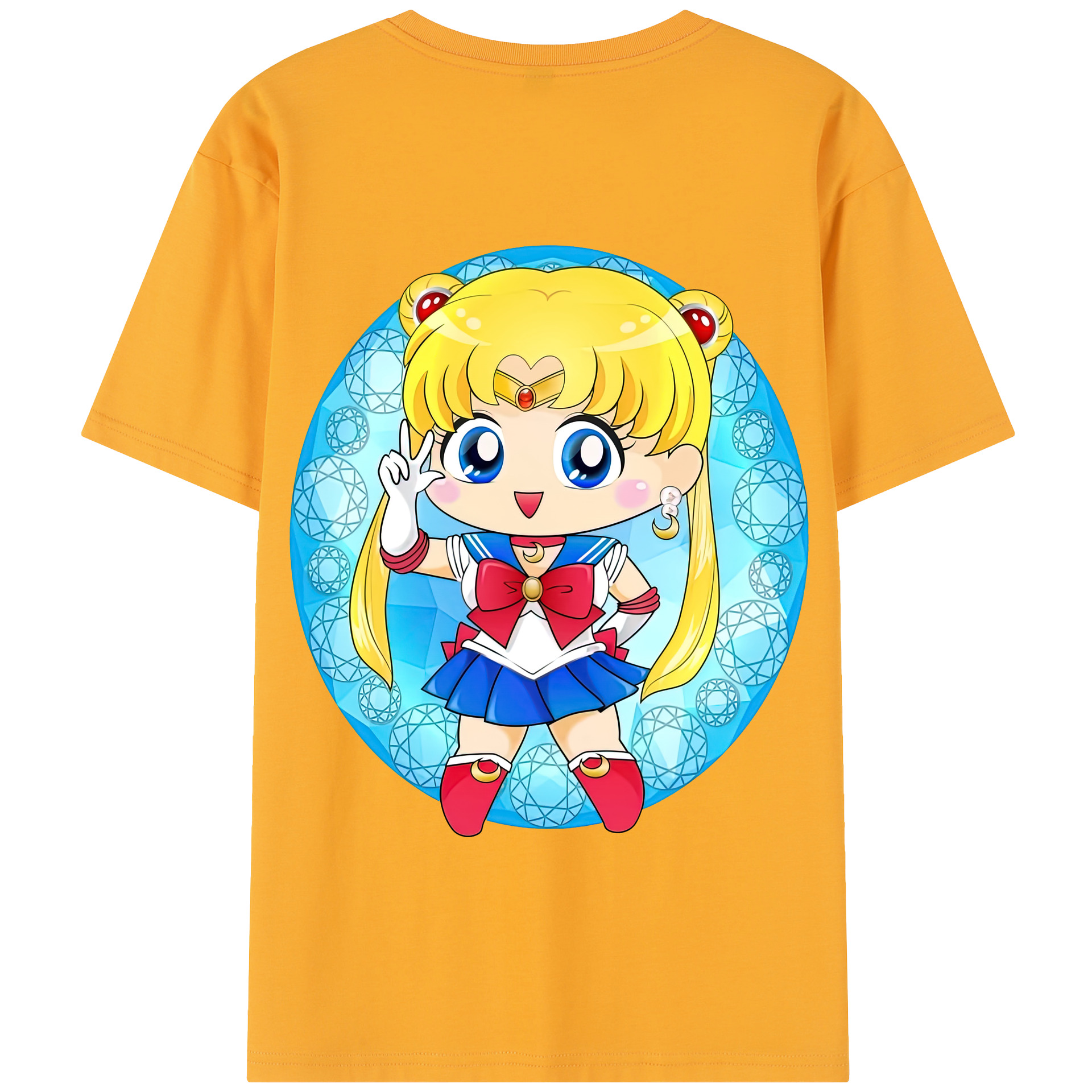 （画像用） 美少女戦士セーラームーン 月野 うさぎ つきの うさぎ Sailor Moon Tsukino Usagi 綿100％半袖Tシャツ（背面プリント）