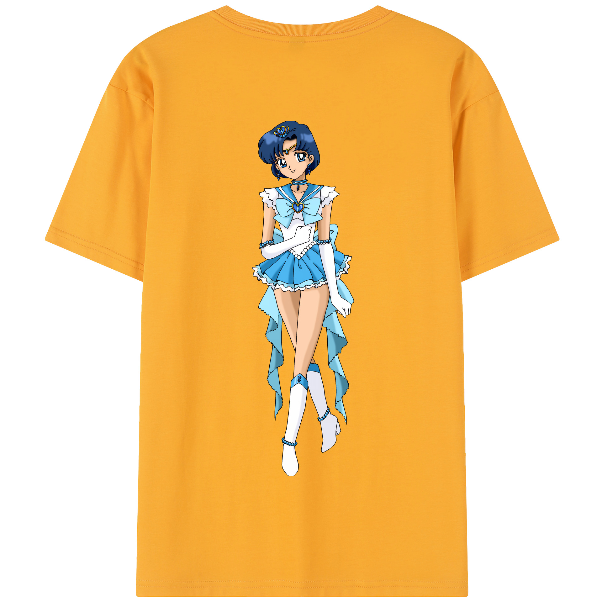 （画像用） 美少女戦士セーラームーン 水野 亜美 みずの あみ Sailor Moon Mizuno Ami 綿100％半袖Tシャツ（背面プリント）