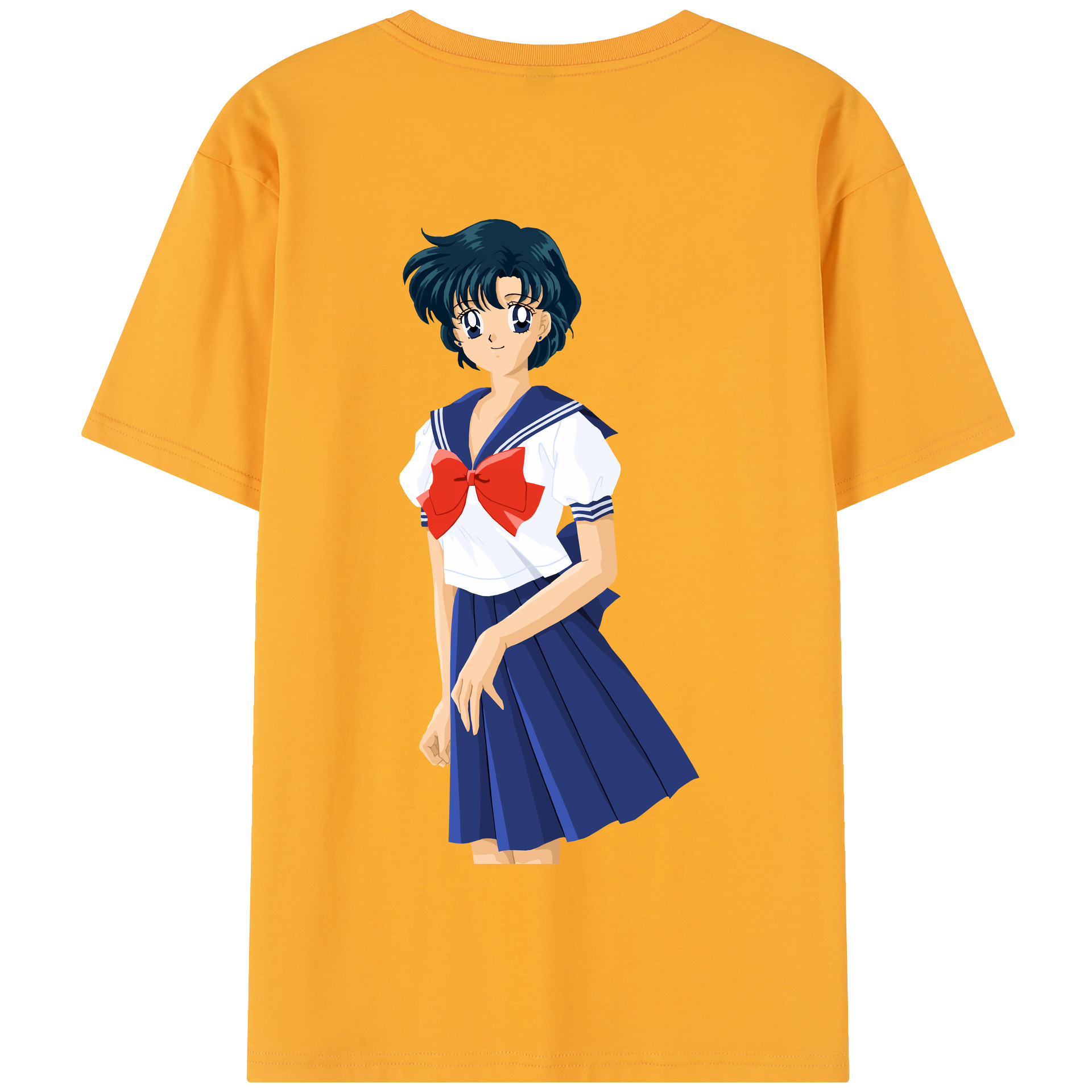 （画像用） 美少女戦士セーラームーン 水野 亜美 みずの あみ Sailor Moon Mizuno Ami 綿100％半袖Tシャツ（背面プリント）