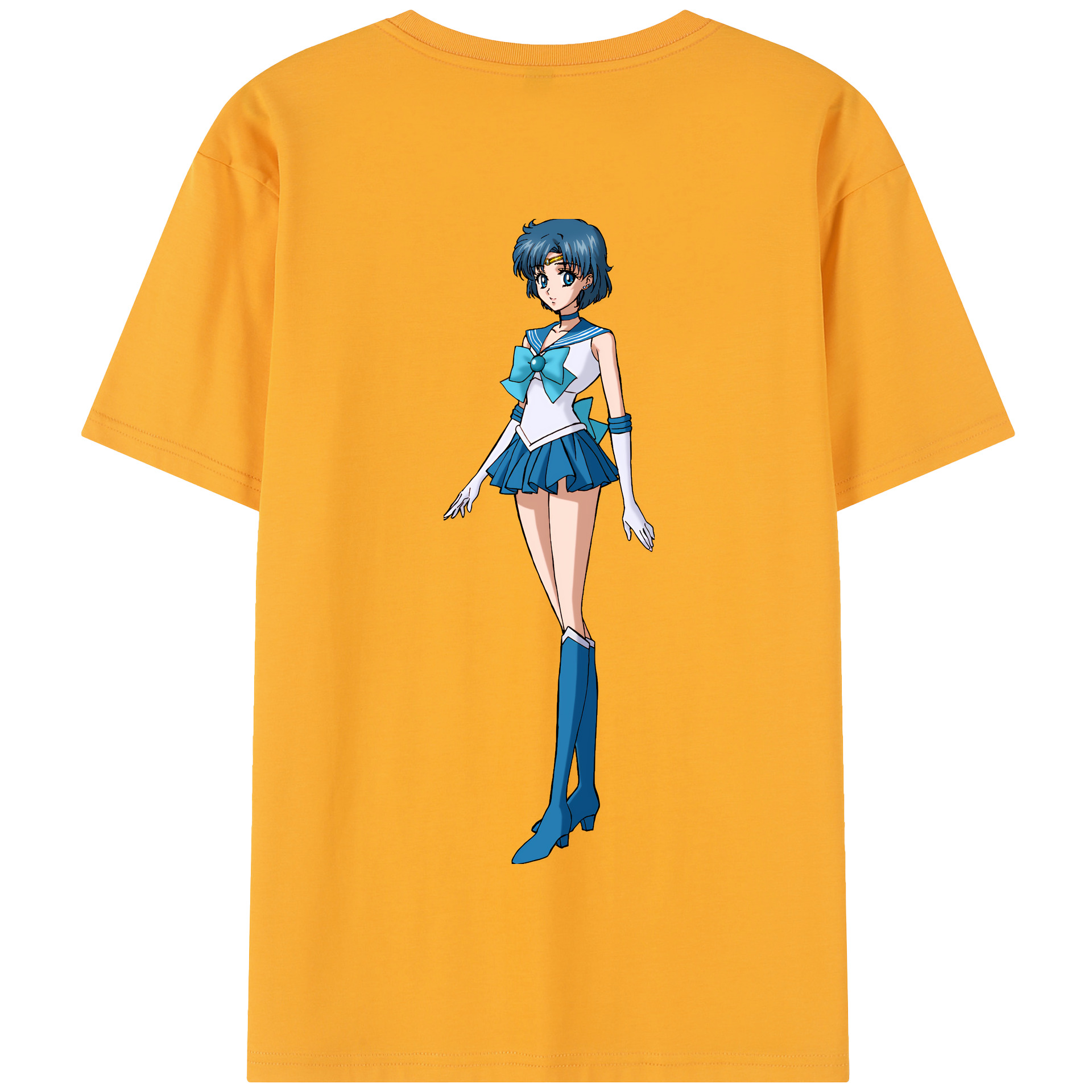 （画像用） 美少女戦士セーラームーン 水野 亜美 みずの あみ Sailor Moon Mizuno Ami 綿100％半袖Tシャツ（背面プリント）
