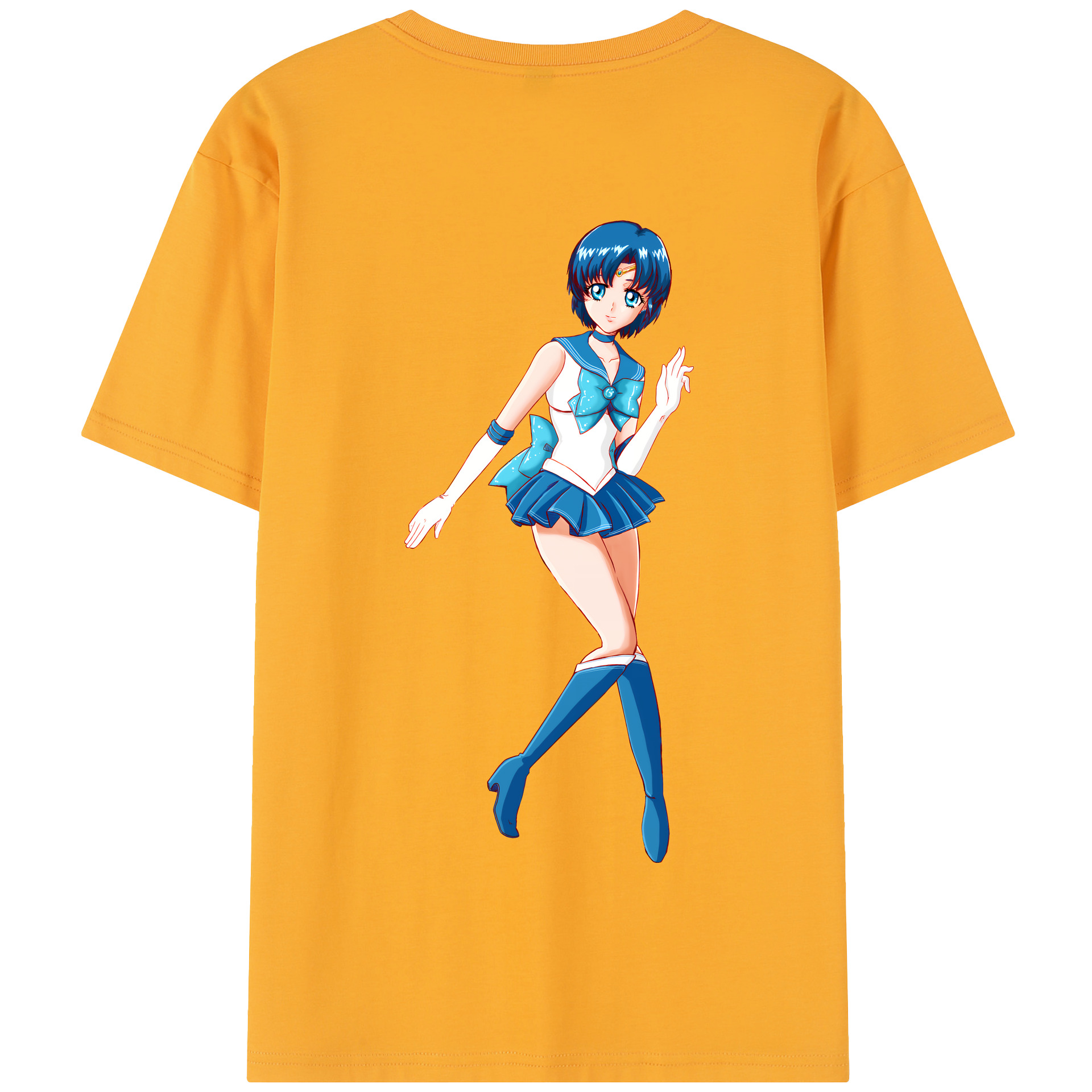 （画像用） 美少女戦士セーラームーン 水野 亜美 みずの あみ Sailor Moon Mizuno Ami 綿100％半袖Tシャツ（背面プリント）