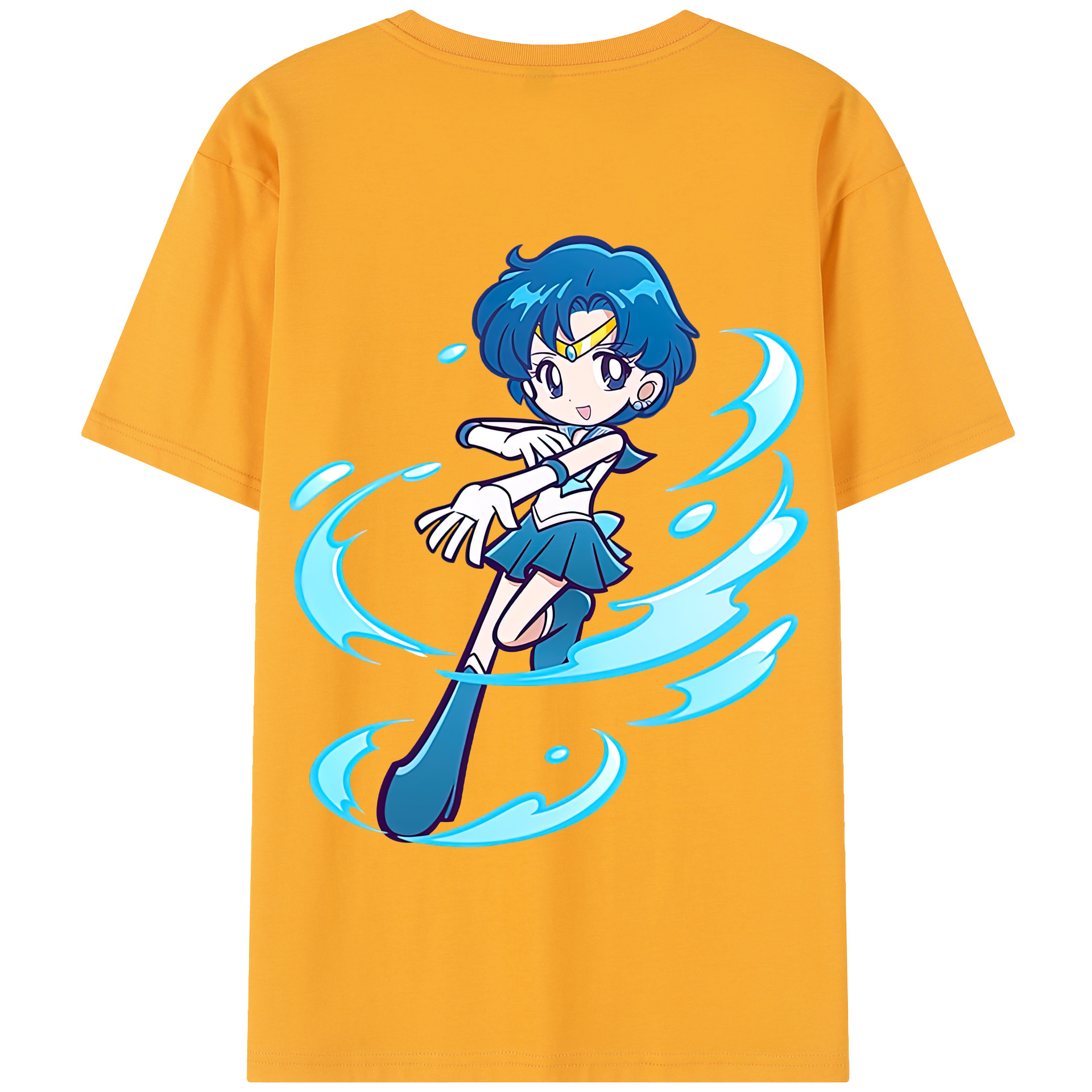 （画像用） 美少女戦士セーラームーン 水野 亜美 みずの あみ Sailor Moon Mizuno Ami 綿100％半袖Tシャツ（背面プリント）