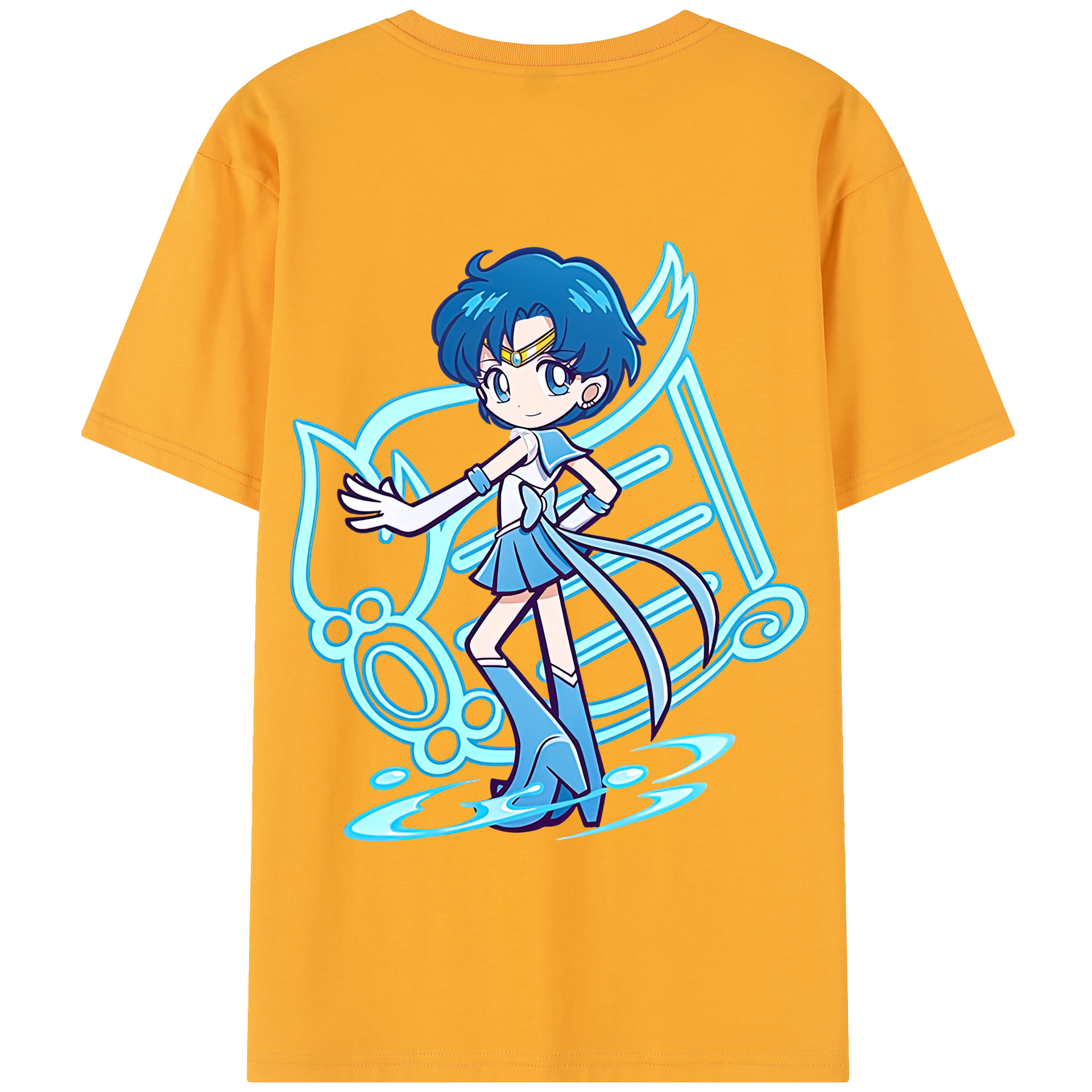（画像用） 美少女戦士セーラームーン 水野 亜美 みずの あみ Sailor Moon Mizuno Ami 綿100％半袖Tシャツ（背面プリント）