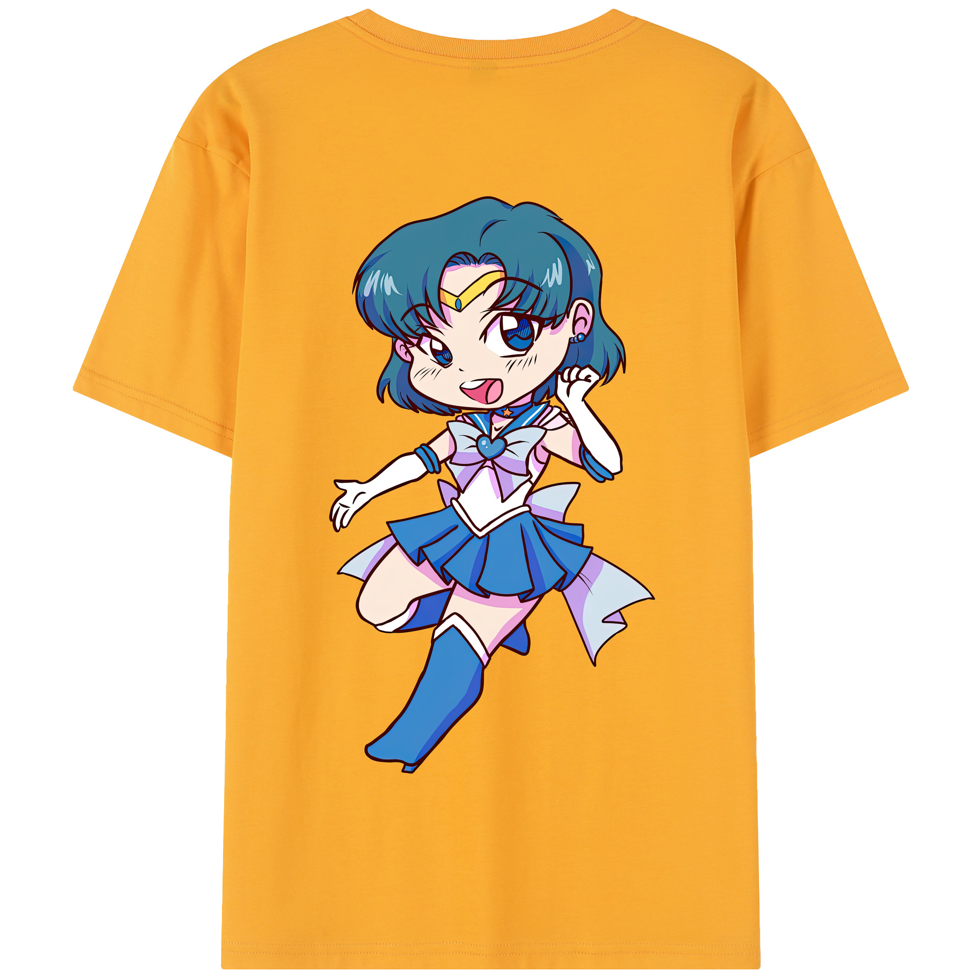 （画像用） 美少女戦士セーラームーン 水野 亜美 みずの あみ Sailor Moon Mizuno Ami 綿100％半袖Tシャツ（背面プリント）