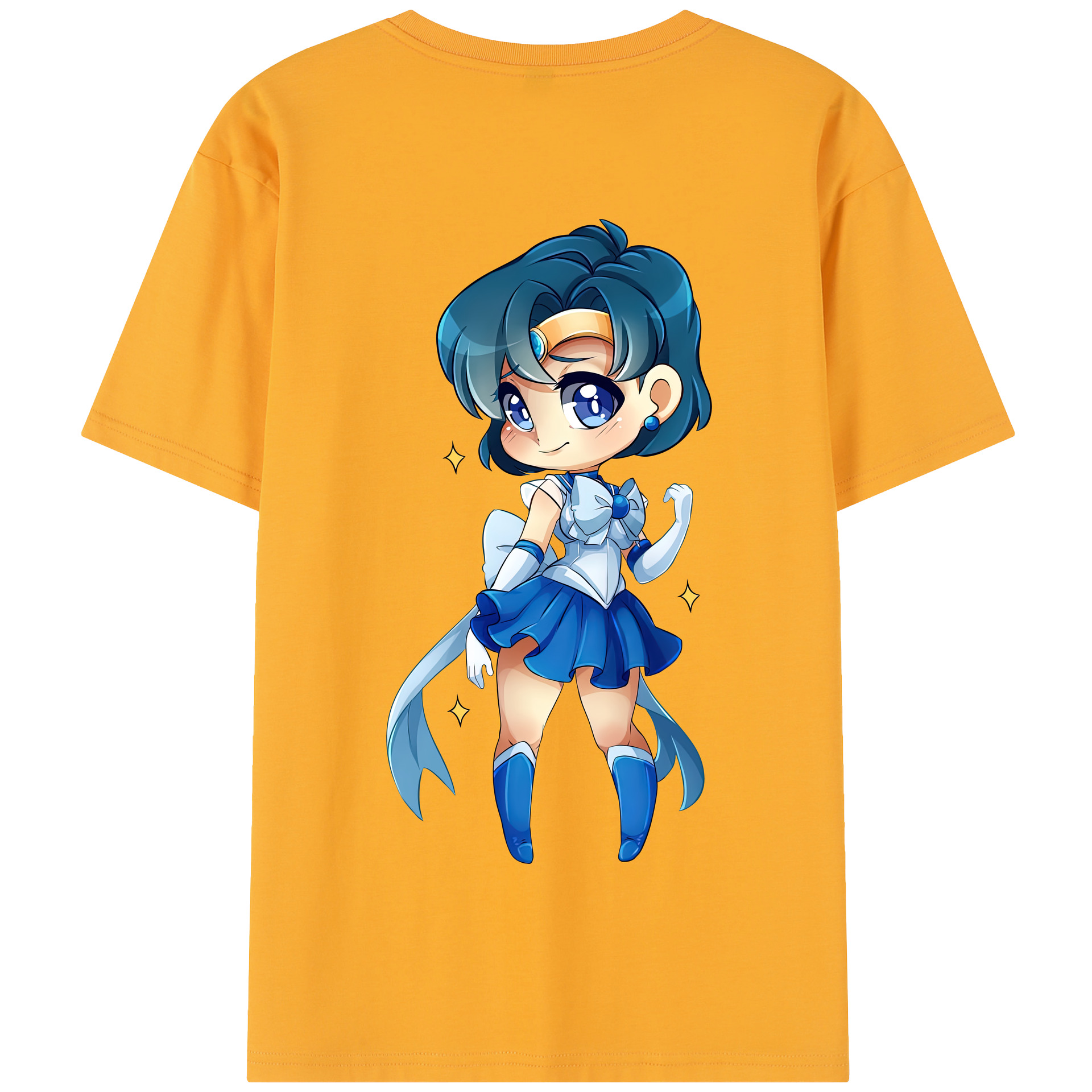 （画像用） 美少女戦士セーラームーン 水野 亜美 みずの あみ Sailor Moon Mizuno Ami 綿100％半袖Tシャツ（背面プリント）