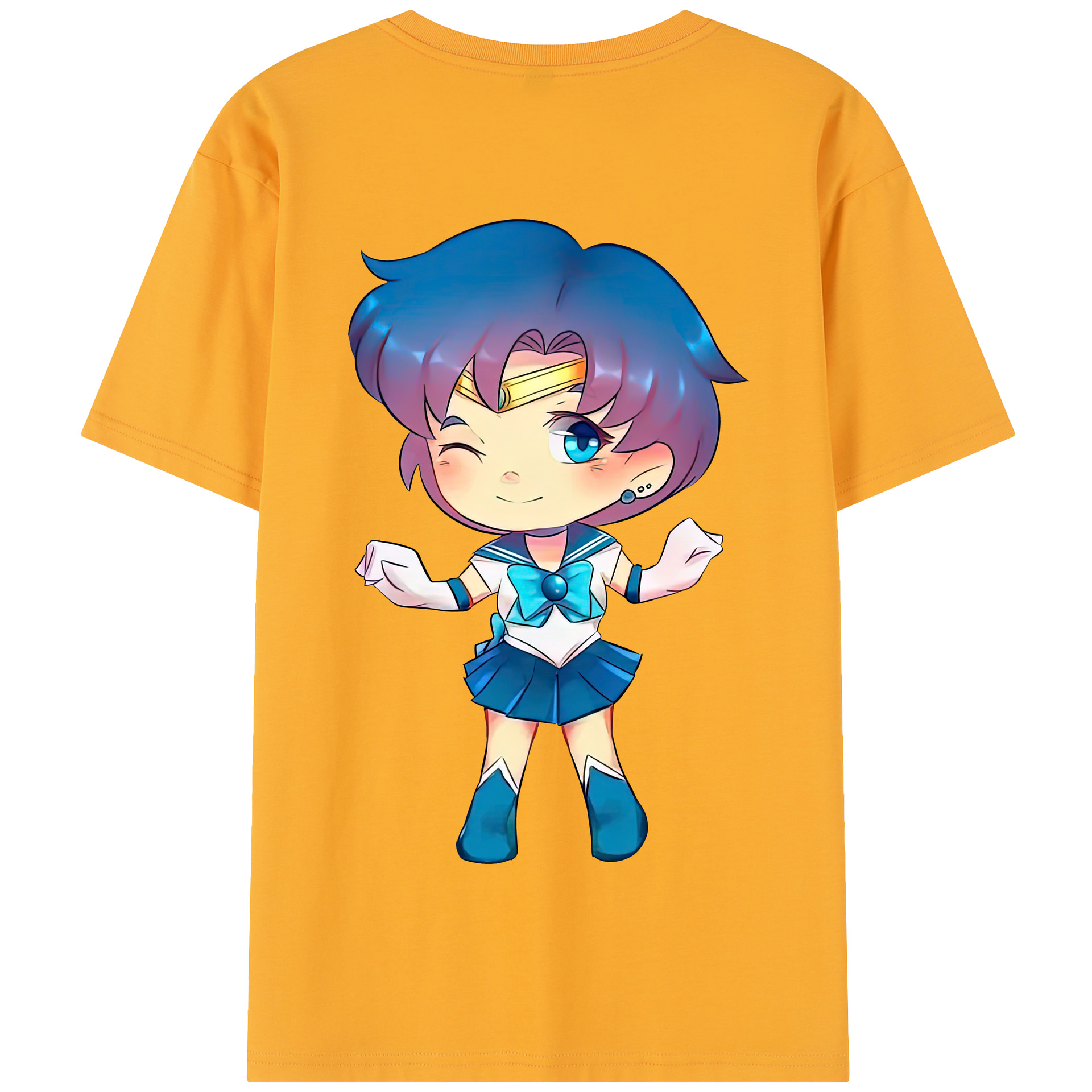 （画像用） 美少女戦士セーラームーン 水野 亜美 みずの あみ Sailor Moon Mizuno Ami 綿100％半袖Tシャツ（背面プリント）