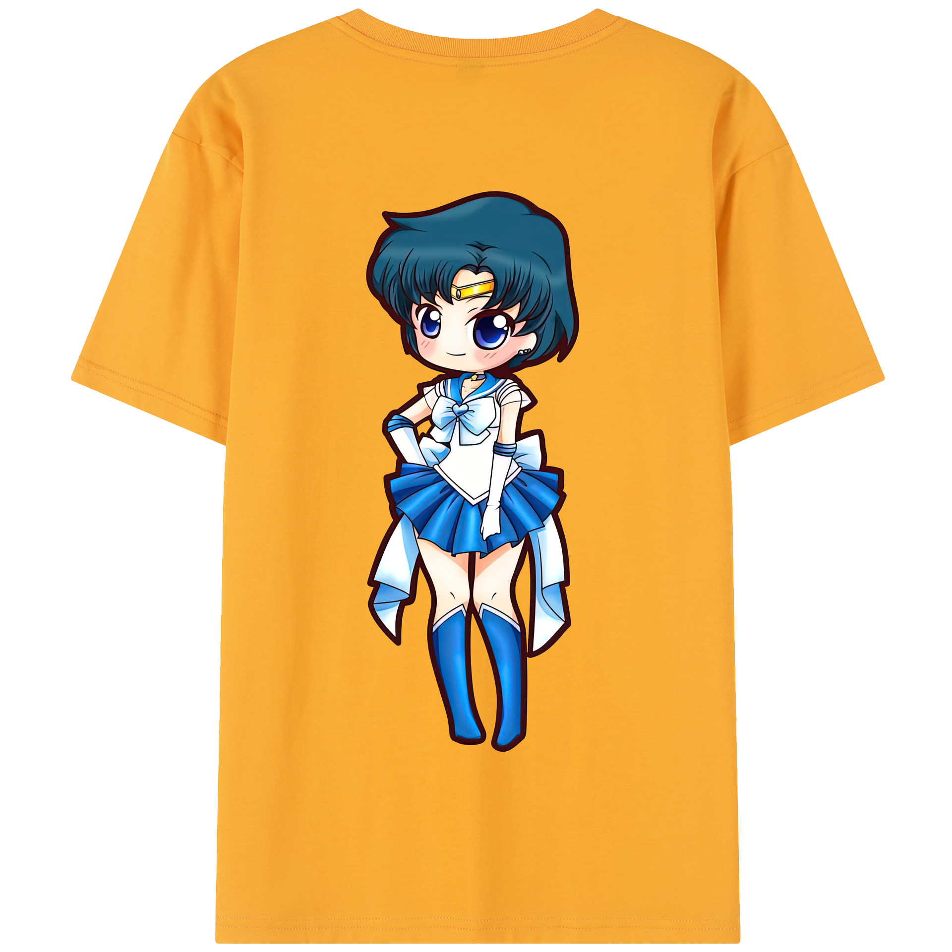 （画像用） 美少女戦士セーラームーン 水野 亜美 みずの あみ Sailor Moon Mizuno Ami 綿100％半袖Tシャツ（背面プリント）