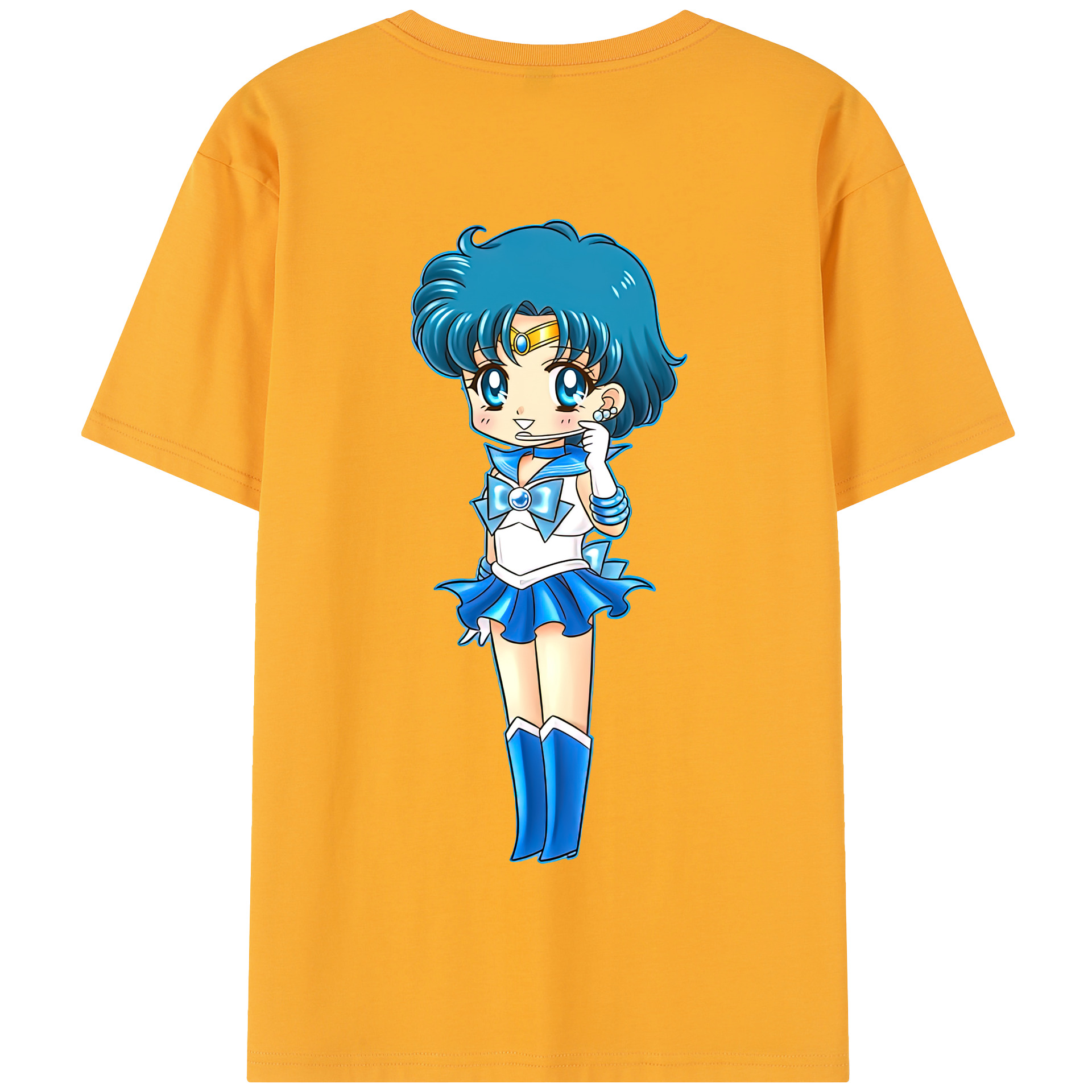 （画像用） 美少女戦士セーラームーン 水野 亜美 みずの あみ Sailor Moon Mizuno Ami 綿100％半袖Tシャツ（背面プリント）