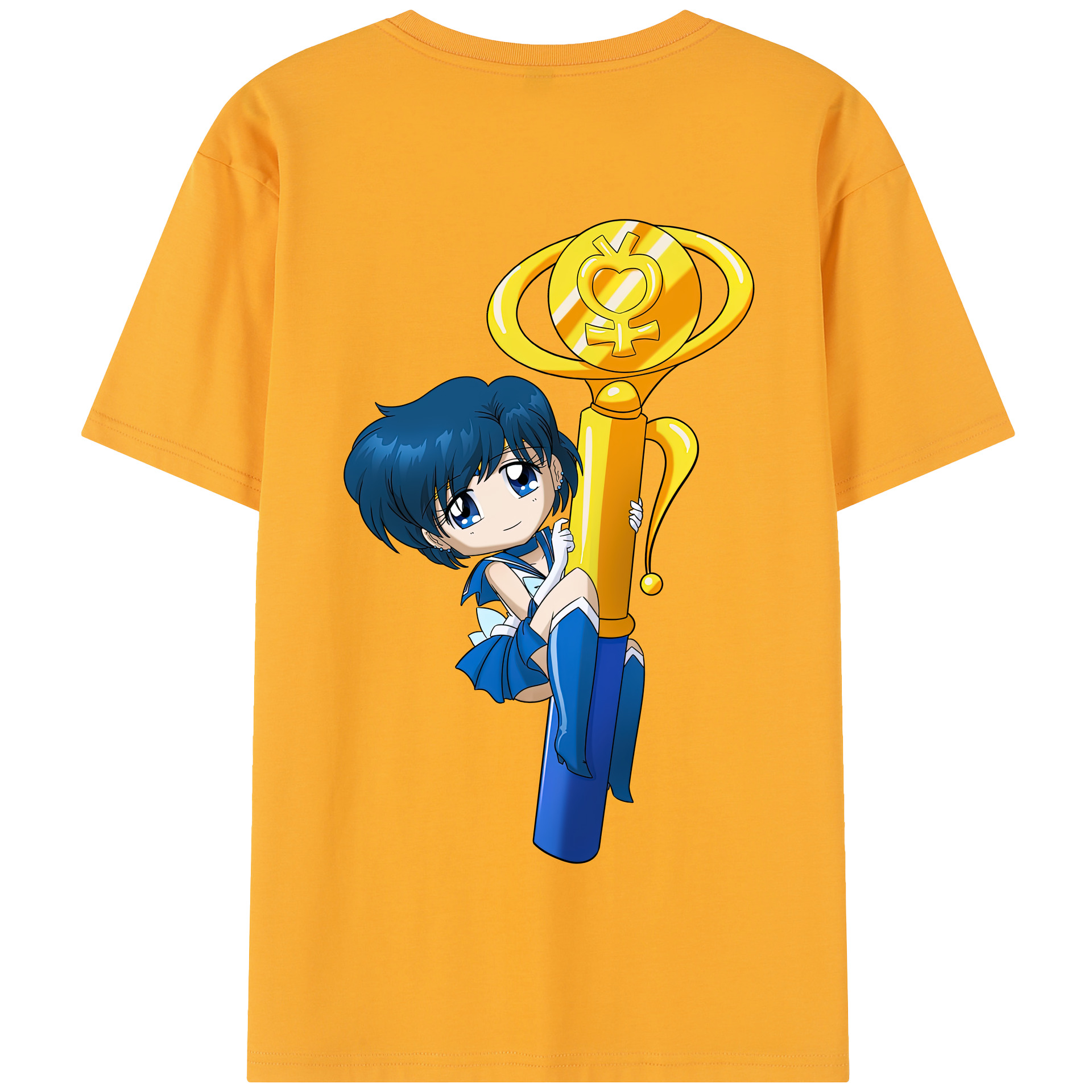 （画像用） 美少女戦士セーラームーン 水野 亜美 みずの あみ Sailor Moon Mizuno Ami 綿100％半袖Tシャツ（背面プリント）