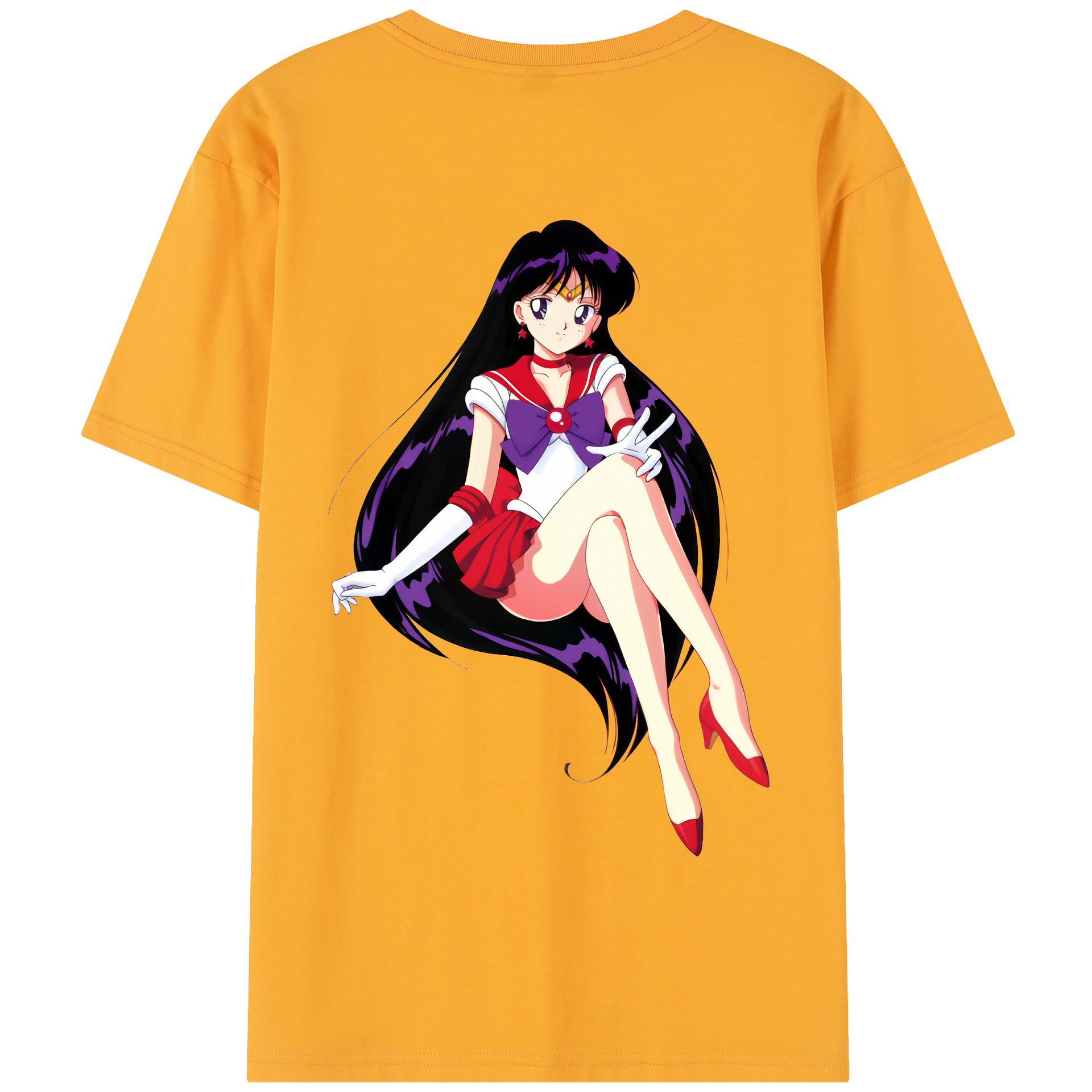 （画像用） 美少女戦士セーラームーン 火野レイ ひの レイ Sailor Moon Hino Rei （セーラーマーズ,Sailor Mars） 綿100％半袖Tシャツ（背面プリント）