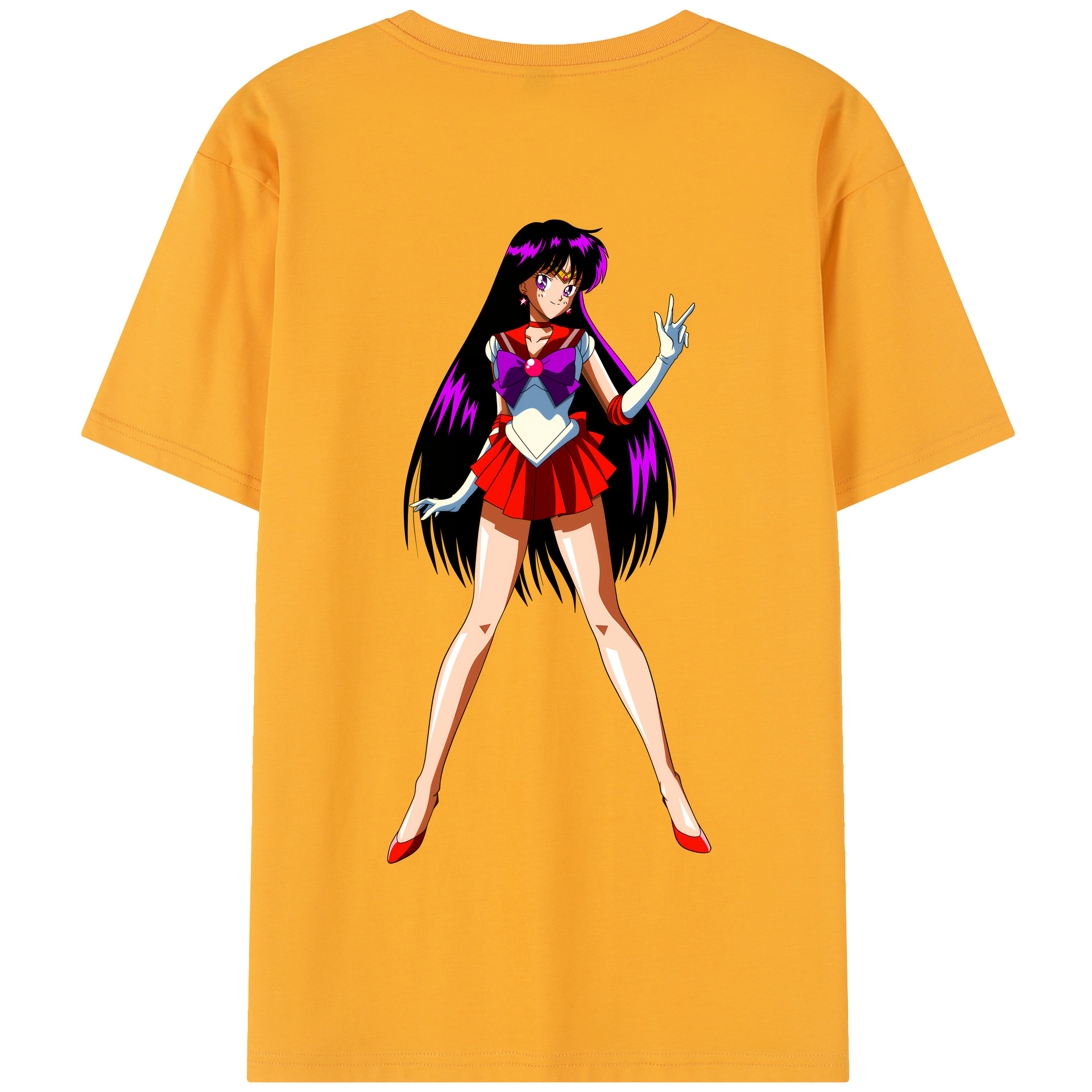 （画像用） 美少女戦士セーラームーン 火野レイ ひの レイ Sailor Moon Hino Rei （セーラーマーズ,Sailor Mars） 綿100％半袖Tシャツ（背面プリント）
