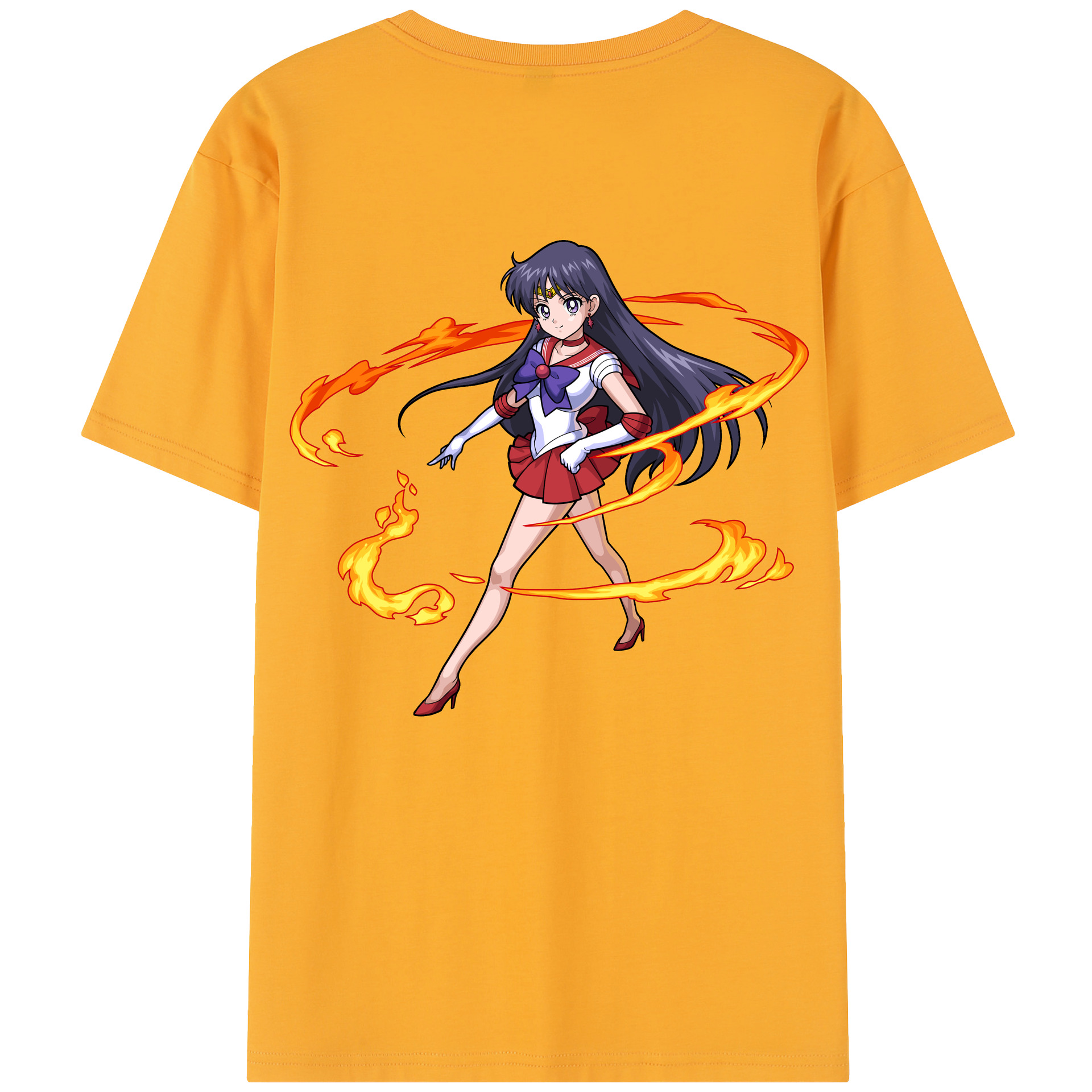 （画像用） 美少女戦士セーラームーン 火野レイ ひの レイ Sailor Moon Hino Rei （セーラーマーズ,Sailor Mars） 綿100％半袖Tシャツ（背面プリント）