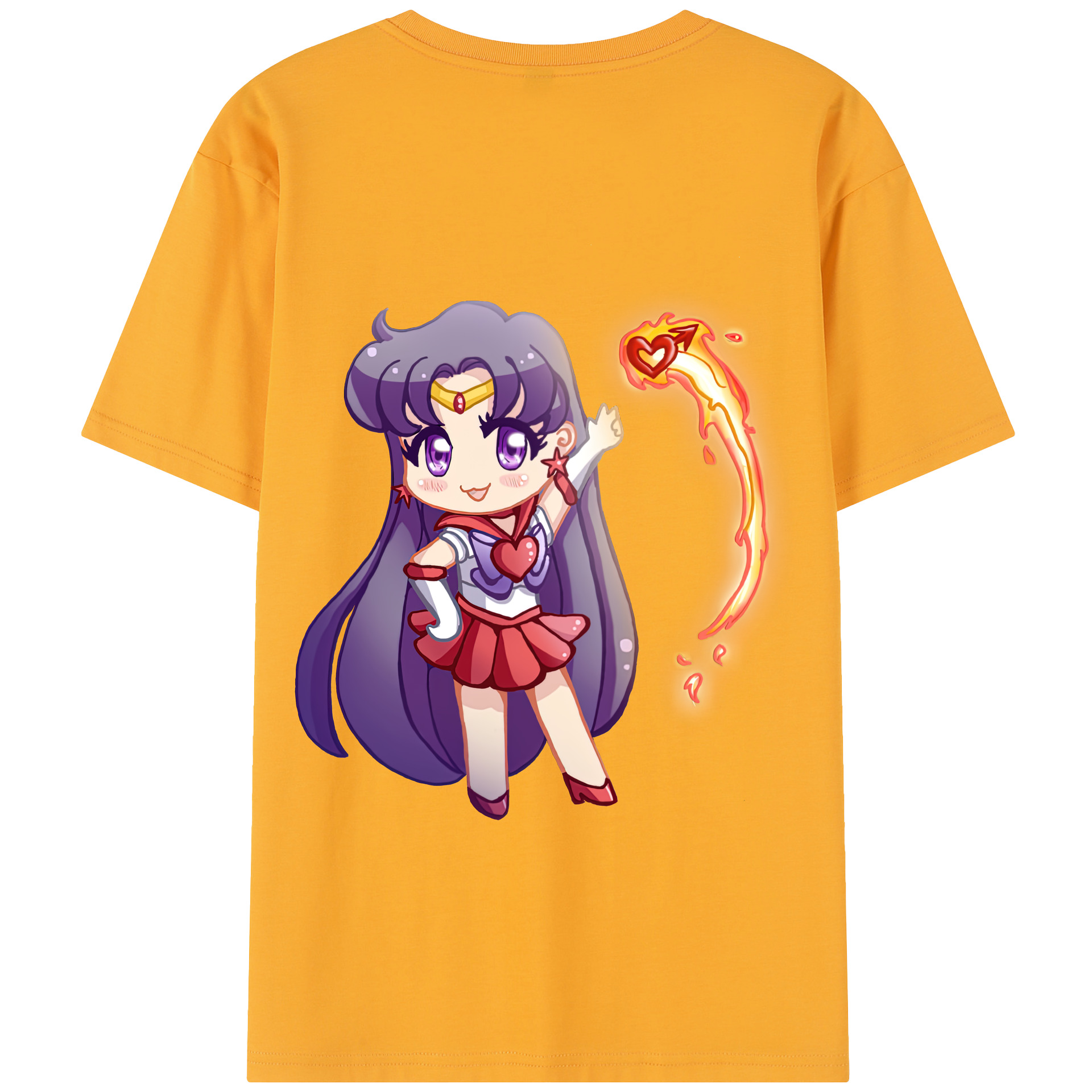 （画像用） 美少女戦士セーラームーン 火野レイ ひの レイ Sailor Moon Hino Rei （セーラーマーズ,Sailor Mars） 綿100％半袖Tシャツ（背面プリント）