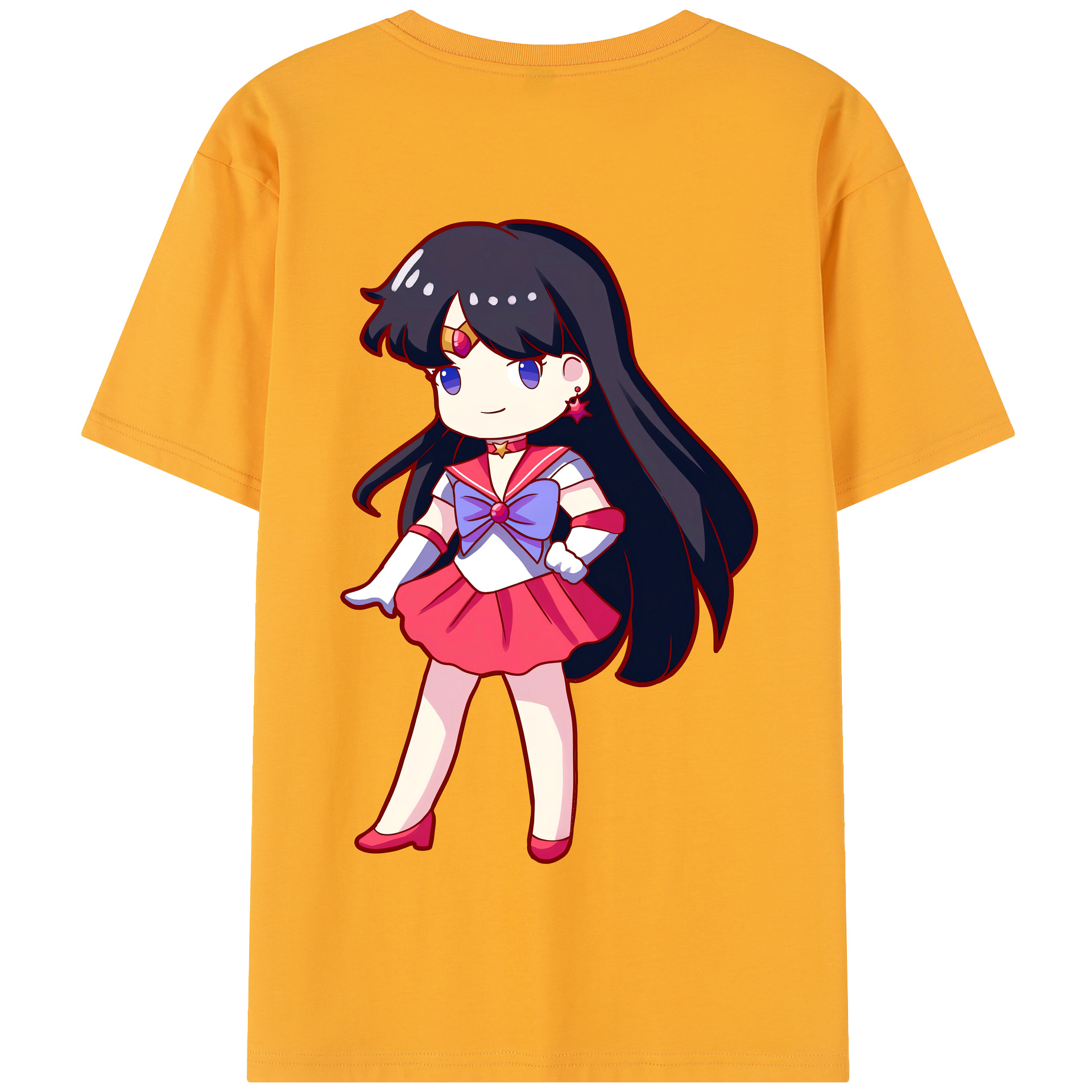 （画像用） 美少女戦士セーラームーン 火野レイ ひの レイ Sailor Moon Hino Rei （セーラーマーズ,Sailor Mars） 綿100％半袖Tシャツ（背面プリント）