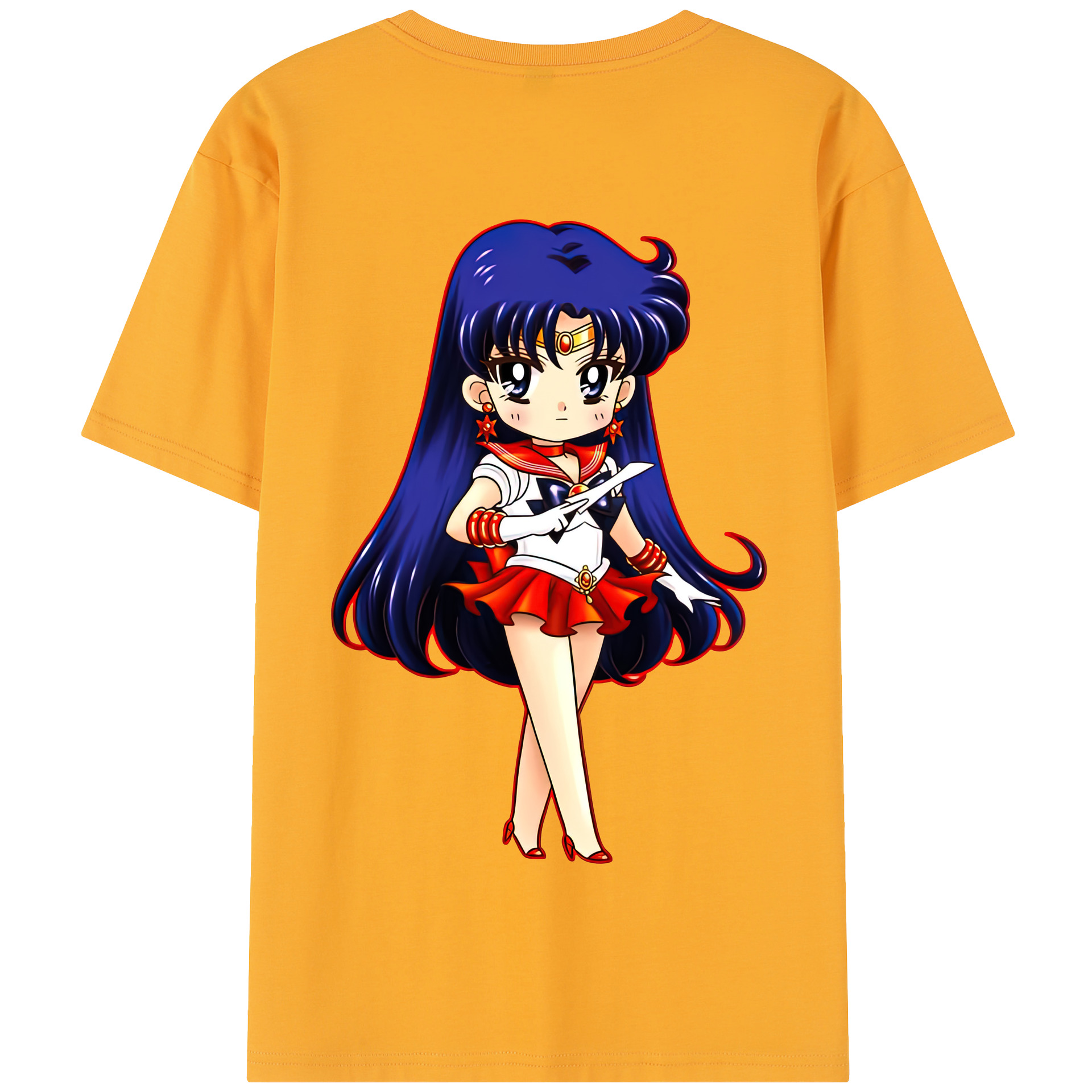 （画像用） 美少女戦士セーラームーン 火野レイ ひの レイ Sailor Moon Hino Rei （セーラーマーズ,Sailor Mars） 綿100％半袖Tシャツ（背面プリント）
