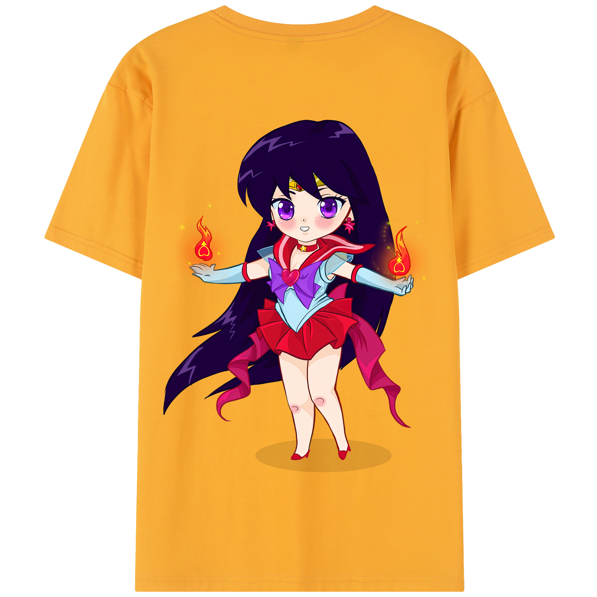 （画像用） 美少女戦士セーラームーン 火野レイ ひの レイ Sailor Moon Hino Rei （セーラーマーズ,Sailor Mars） 綿100％半袖Tシャツ（背面プリント）