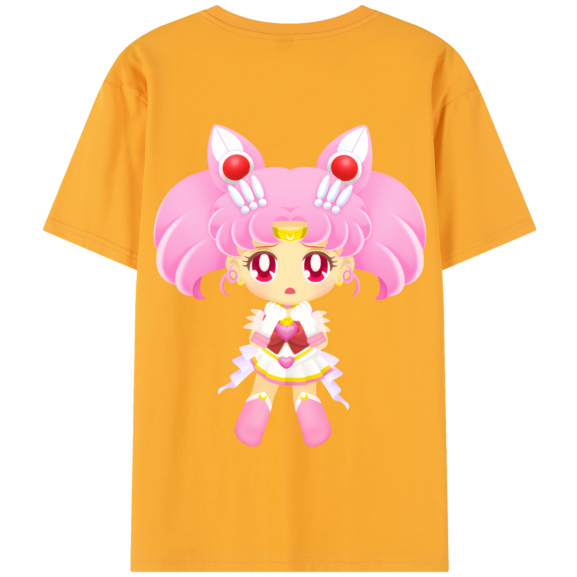 （画像用） 美少女戦士セーラームーン ちびうさ Sailor Moon Chibiusa Tsukino Usagi Small Lady Serenity 綿100％半袖Tシャツ（背面プリント）