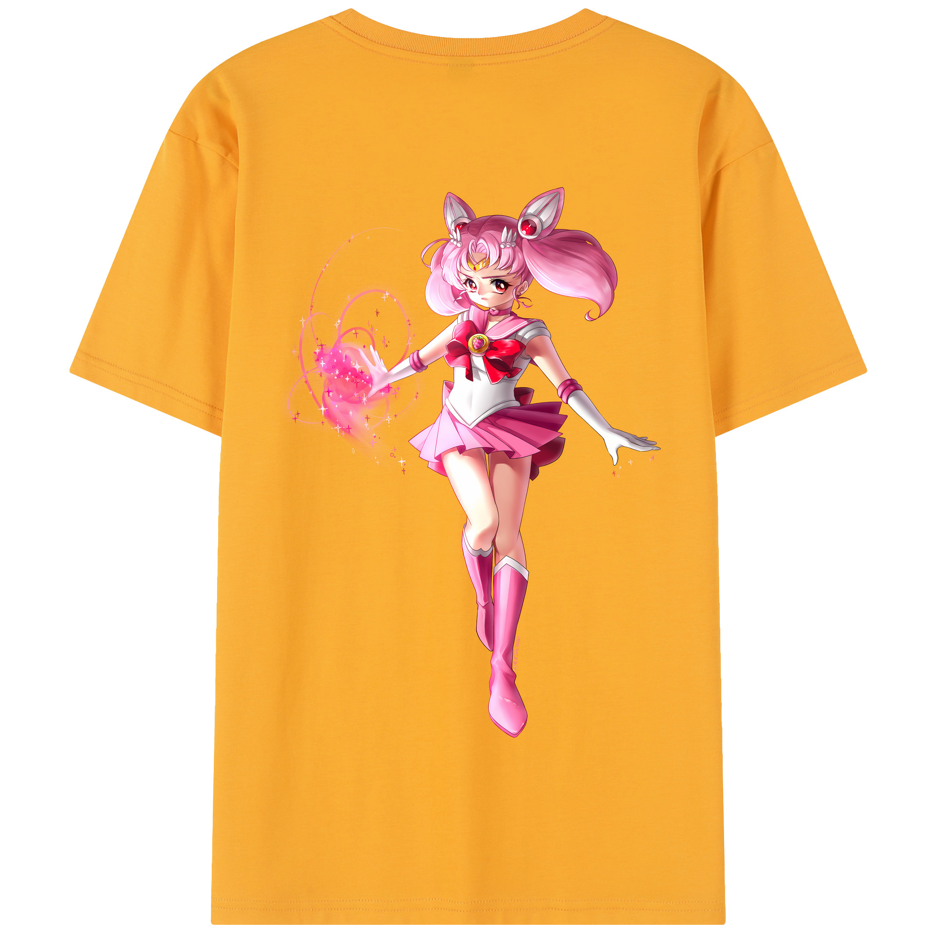 （画像用） 美少女戦士セーラームーン ちびうさ Sailor Moon Chibiusa Tsukino Usagi Small Lady Serenity 綿100％半袖Tシャツ（背面プリント）