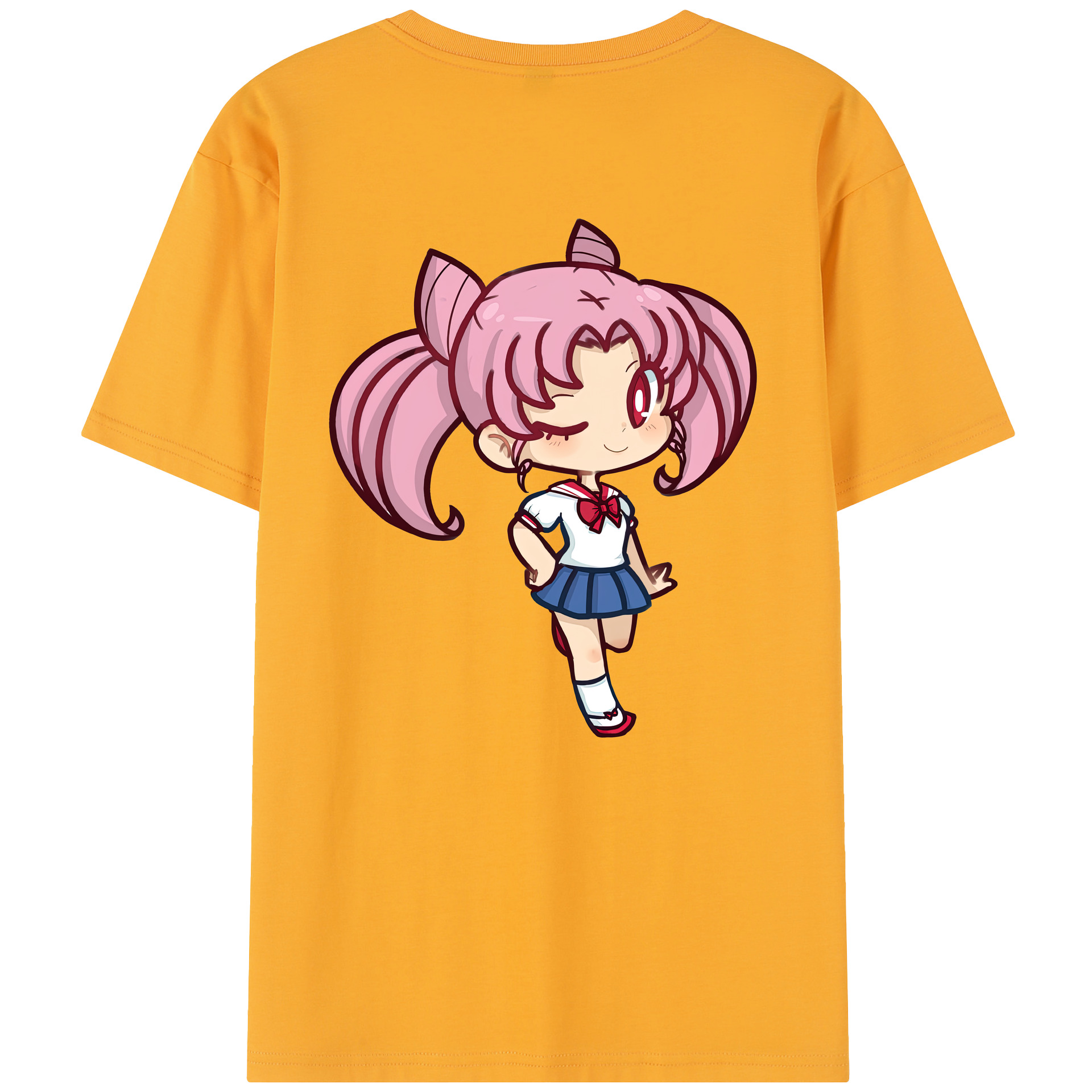 （画像用） 美少女戦士セーラームーン ちびうさ Sailor Moon Chibiusa Tsukino Usagi Small Lady Serenity 綿100％半袖Tシャツ（背面プリント）