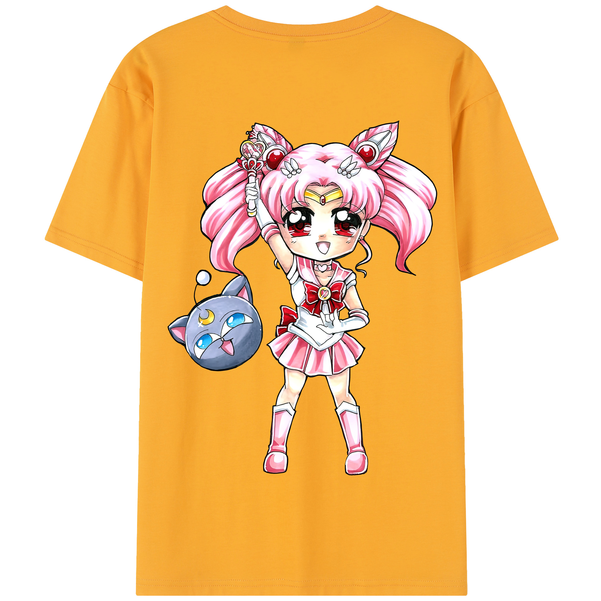 （画像用） 美少女戦士セーラームーン ちびうさ Sailor Moon Chibiusa Tsukino Usagi Small Lady Serenity 綿100％半袖Tシャツ（背面プリント）