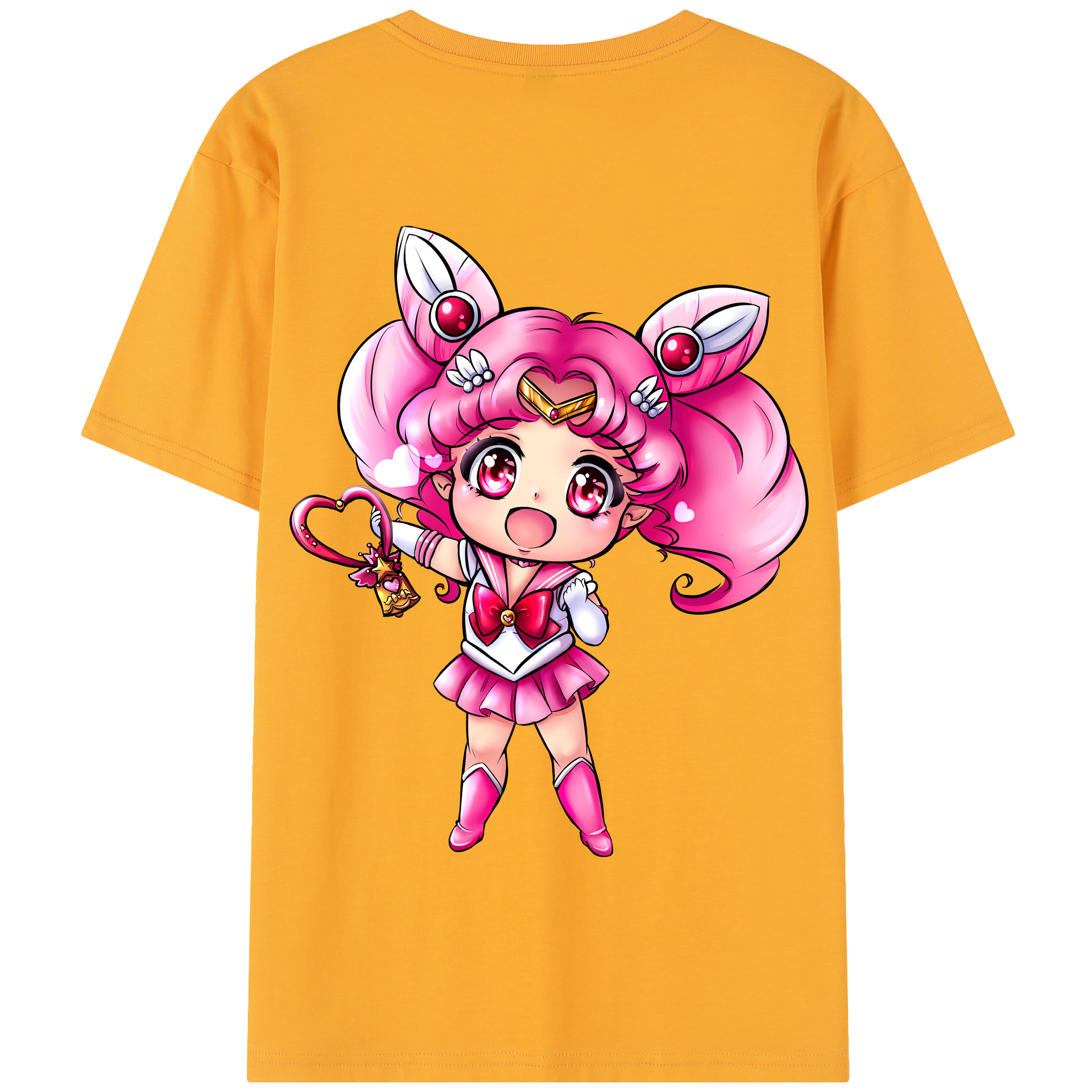（画像用） 美少女戦士セーラームーン ちびうさ Sailor Moon Chibiusa Tsukino Usagi Small Lady Serenity 綿100％半袖Tシャツ（背面プリント）