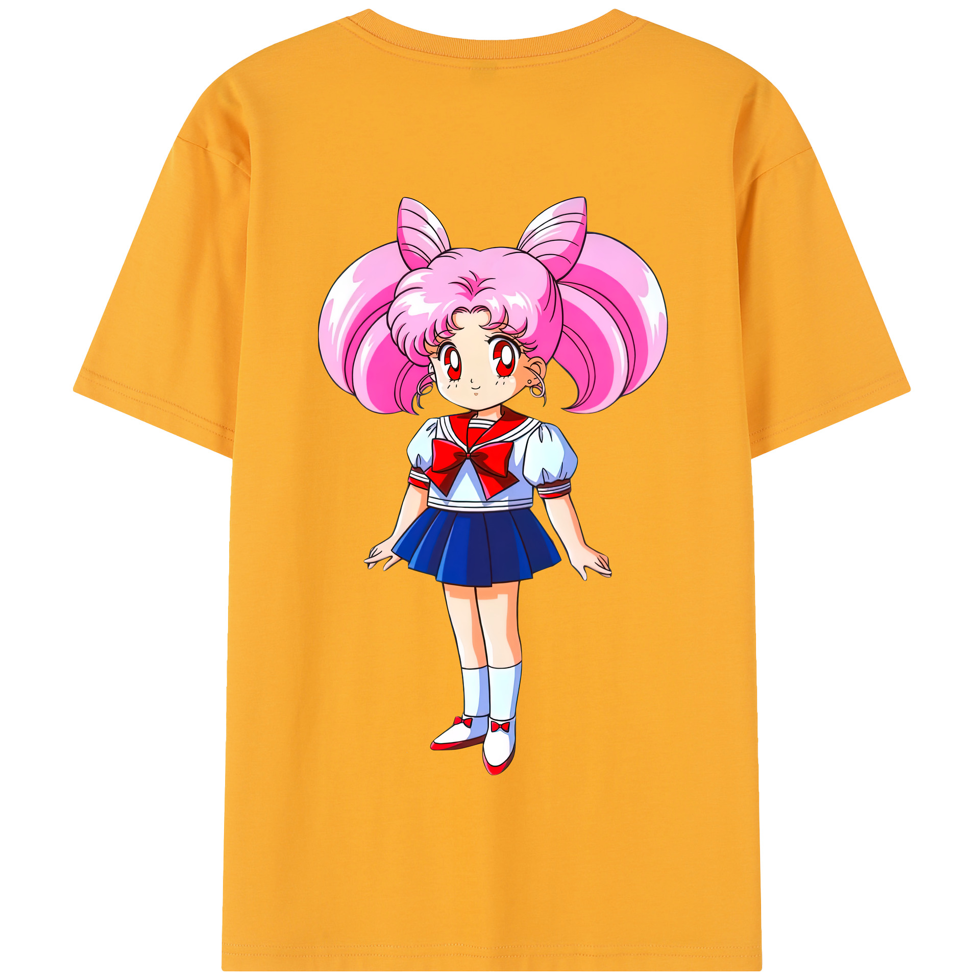 （画像用） 美少女戦士セーラームーン ちびうさ Sailor Moon Chibiusa Tsukino Usagi Small Lady Serenity 綿100％半袖Tシャツ（背面プリント）