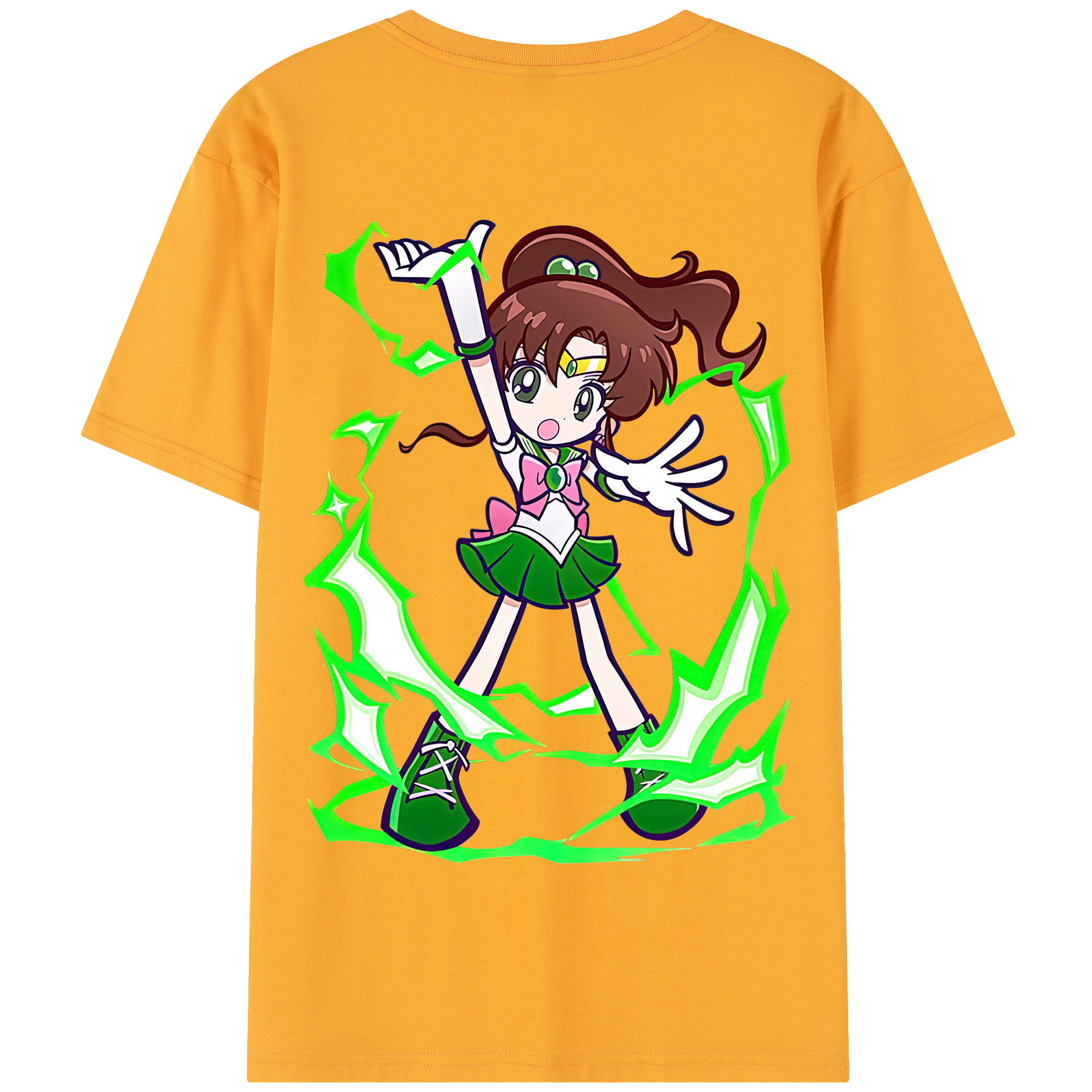 （画像用） 美少女戦士セーラームーン 木野 まこと きの まこと Sailor Moon Kino Makoto （セーラージュピター；Sailor Jupiter） 綿100％半袖Tシャツ（背面プリント）