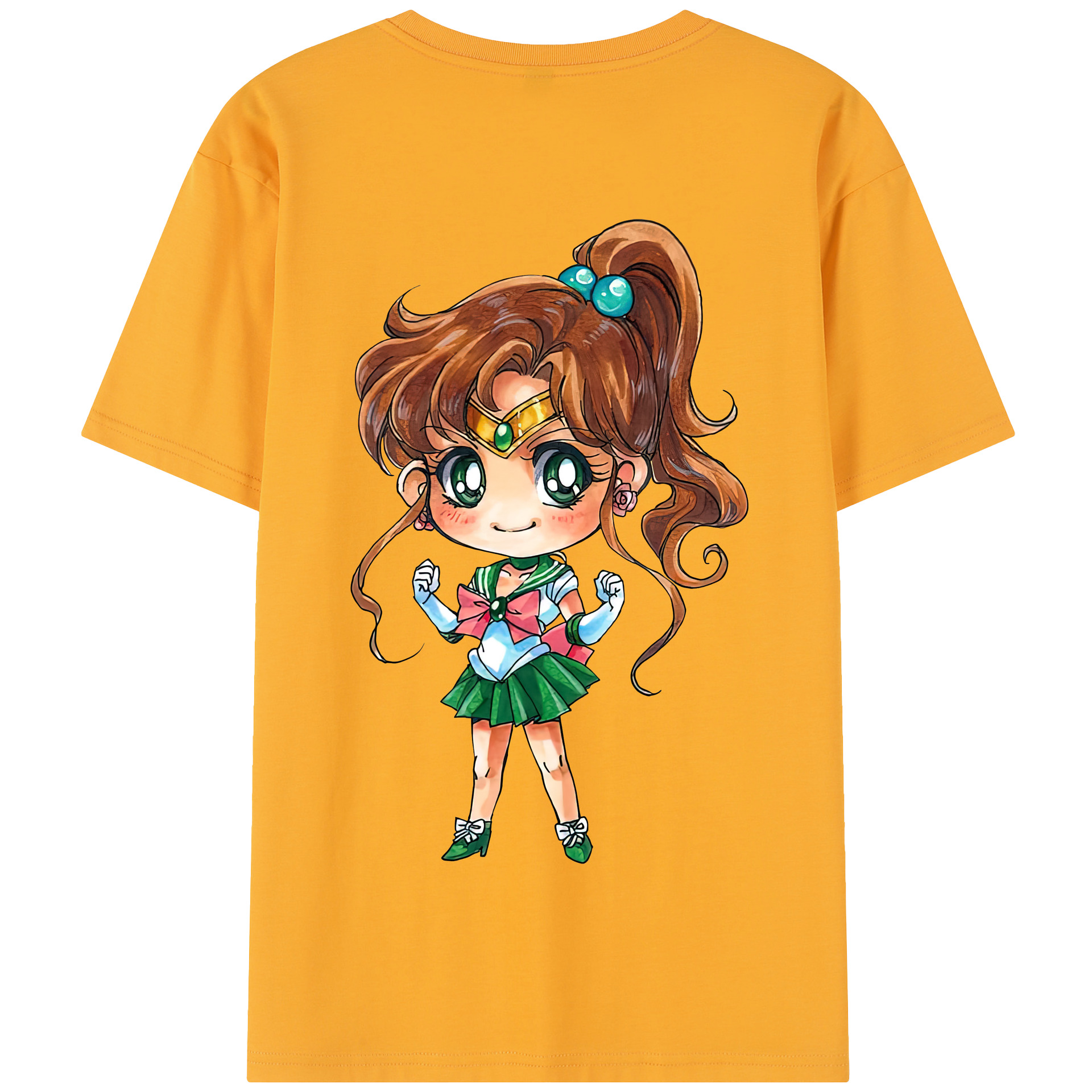 （画像用） 美少女戦士セーラームーン 木野 まこと きの まこと Sailor Moon Kino Makoto （セーラージュピター；Sailor Jupiter） 綿100％半袖Tシャツ（背面プリント）