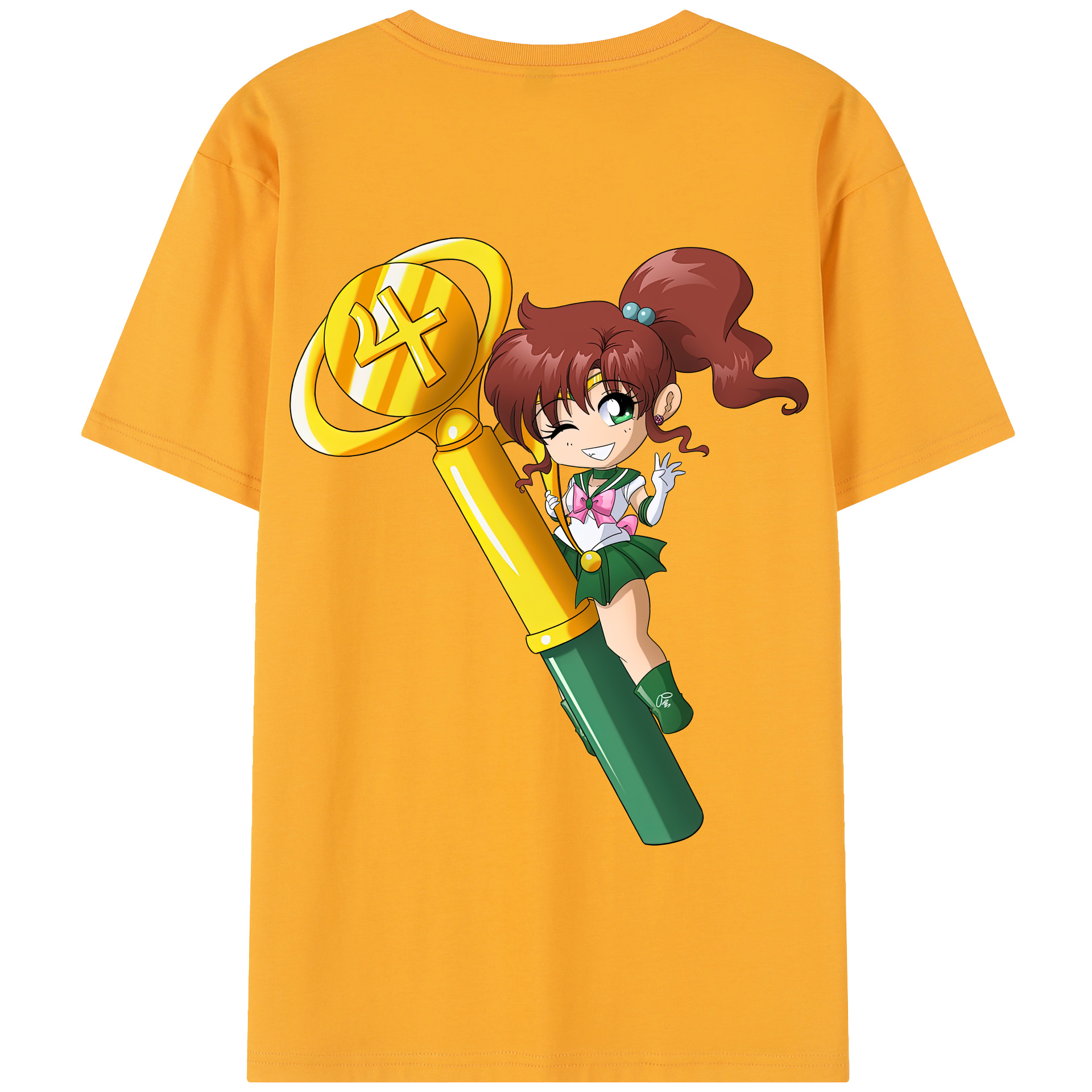 （画像用） 美少女戦士セーラームーン 木野 まこと きの まこと Sailor Moon Kino Makoto （セーラージュピター；Sailor Jupiter） 綿100％半袖Tシャツ（背面プリント）