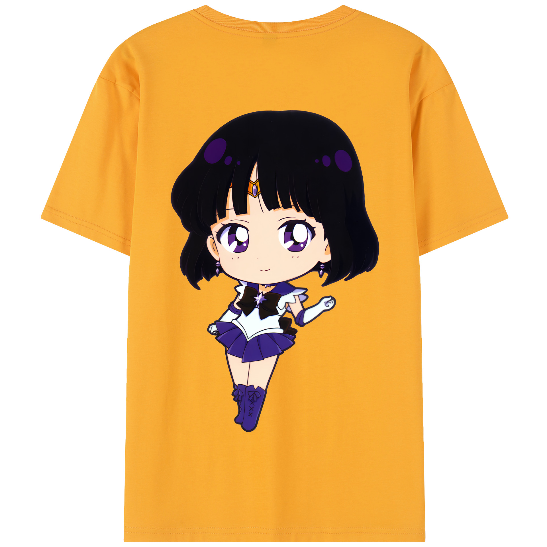 （画像用） 美少女戦士セーラームーン 土萠ほたる Sailor Moon Tomoe Hotaru （セーラーサターン；Sailor Saturn） 綿100％半袖Tシャツ（背面プリント）