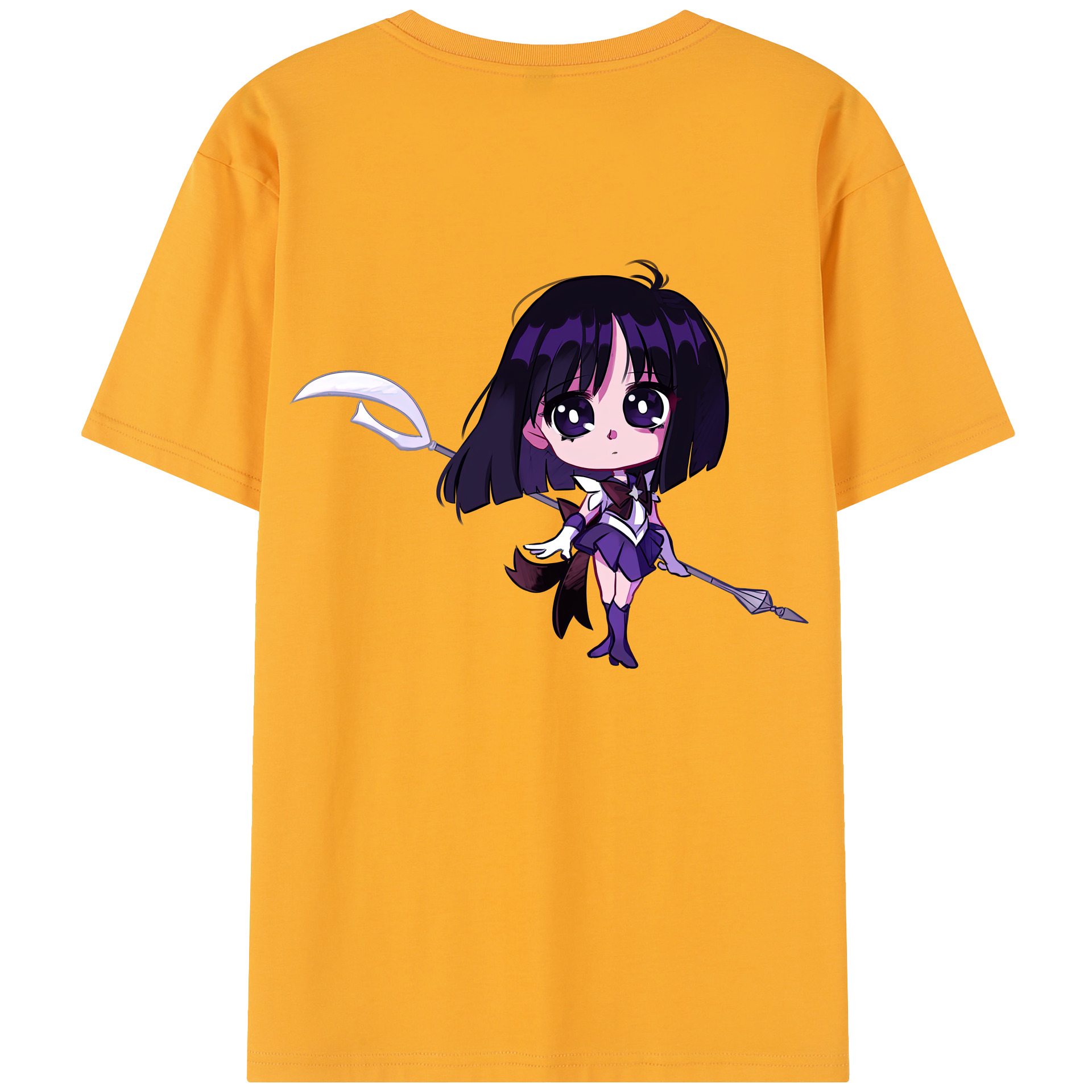 （画像用） 美少女戦士セーラームーン 土萠ほたる Sailor Moon Tomoe Hotaru （セーラーサターン；Sailor Saturn） 綿100％半袖Tシャツ（背面プリント）
