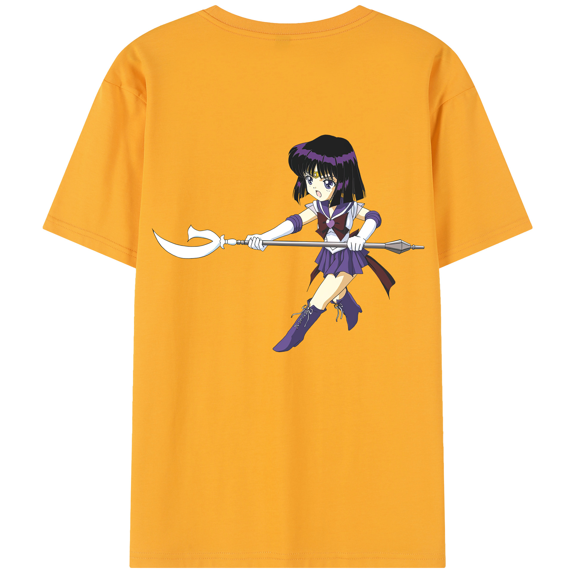 （画像用） 美少女戦士セーラームーン 土萠ほたる Sailor Moon Tomoe Hotaru （セーラーサターン；Sailor Saturn） 綿100％半袖Tシャツ（背面プリント）