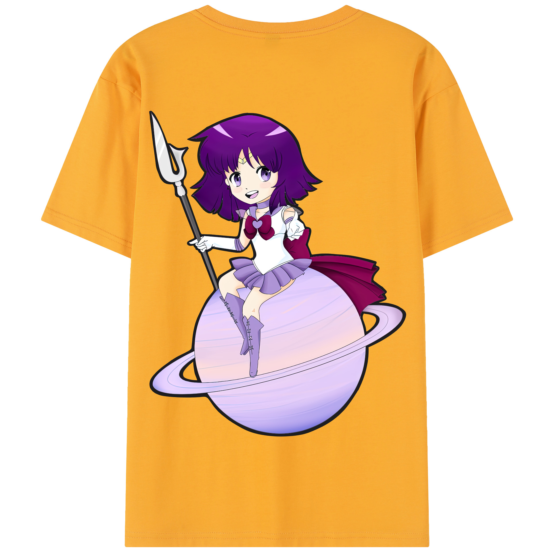 （画像用） 美少女戦士セーラームーン 土萠ほたる Sailor Moon Tomoe Hotaru （セーラーサターン；Sailor Saturn） 綿100％半袖Tシャツ（背面プリント）