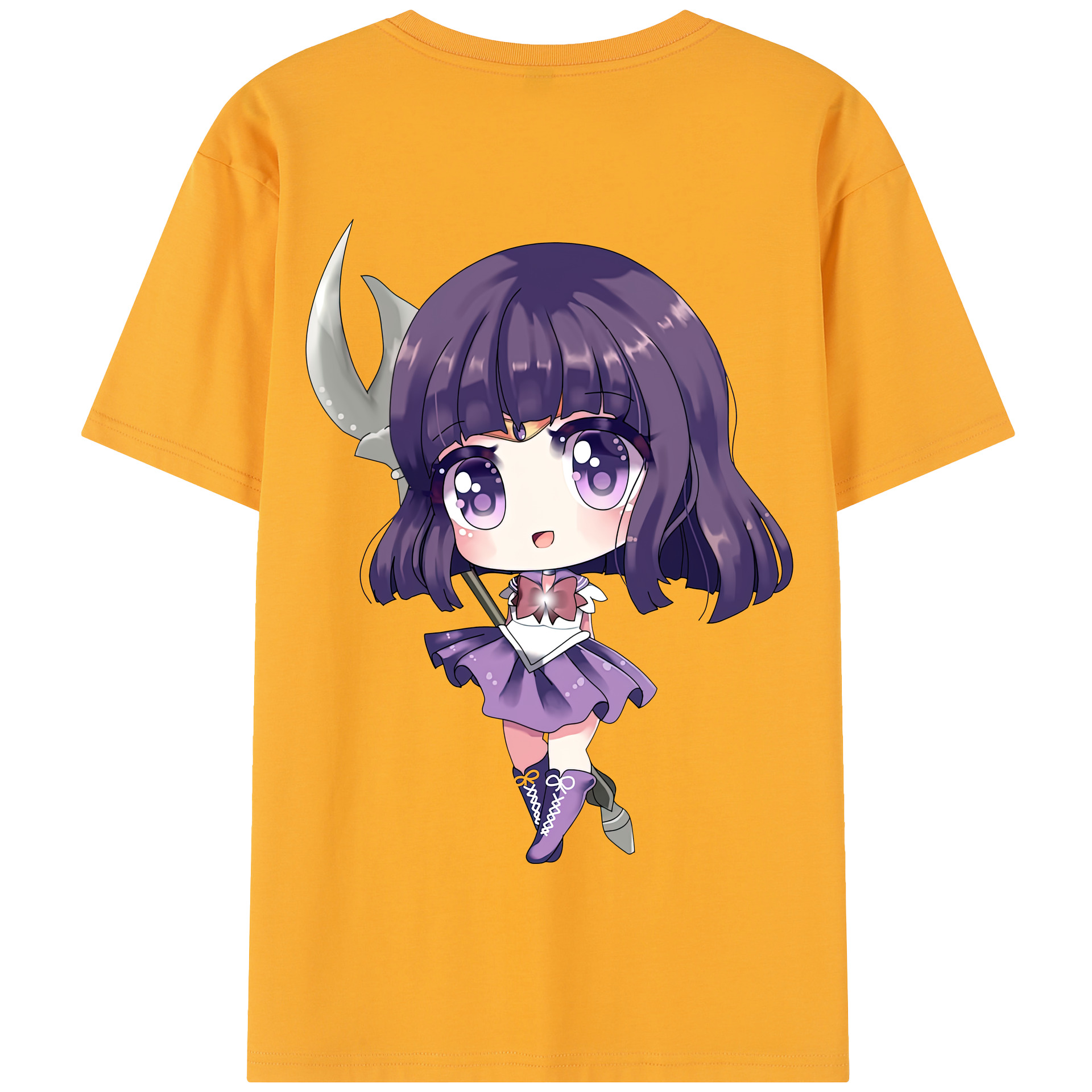 （画像用） 美少女戦士セーラームーン 土萠ほたる Sailor Moon Tomoe Hotaru （セーラーサターン；Sailor Saturn） 綿100％半袖Tシャツ（背面プリント）