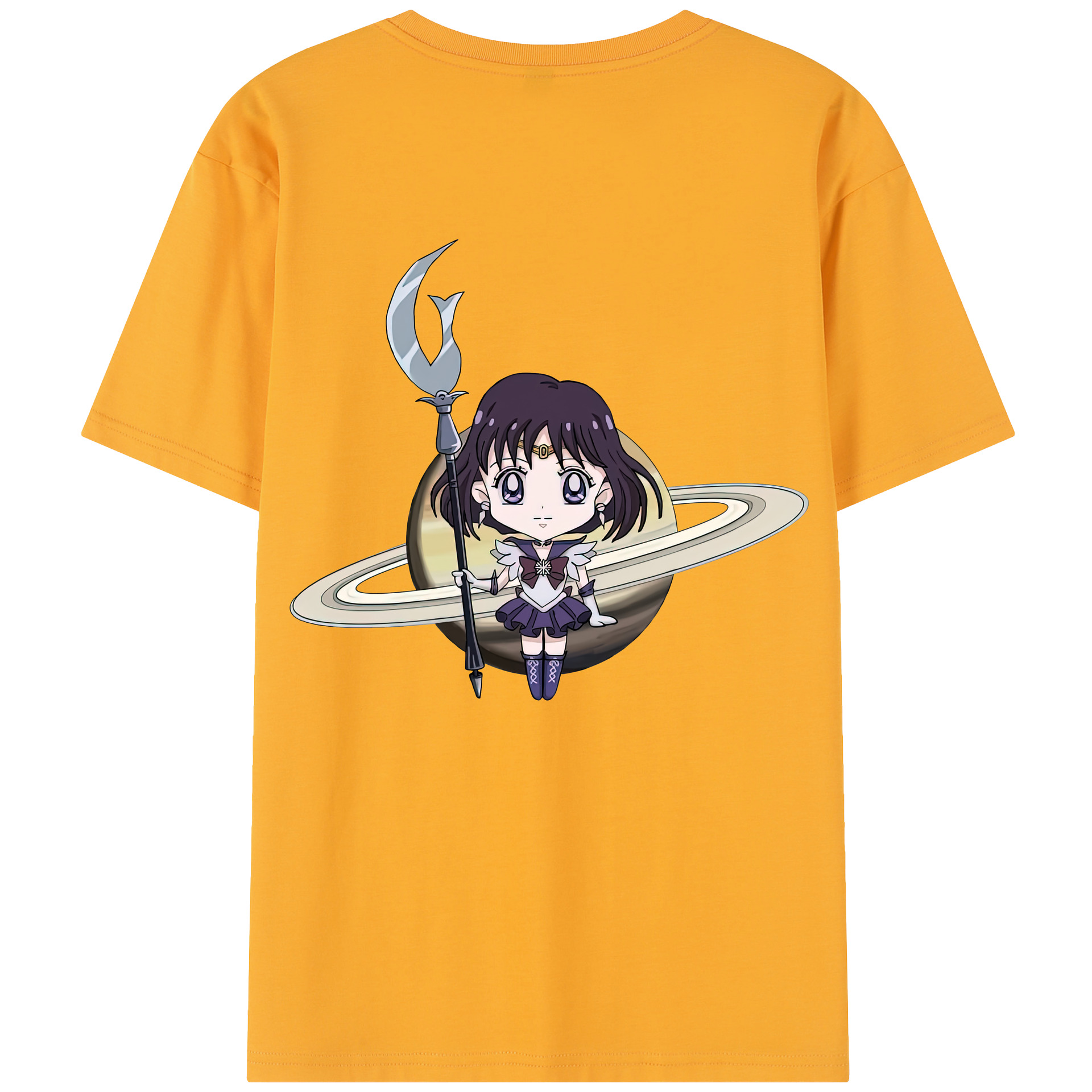（画像用） 美少女戦士セーラームーン 土萠ほたる Sailor Moon Tomoe Hotaru （セーラーサターン；Sailor Saturn） 綿100％半袖Tシャツ（背面プリント）