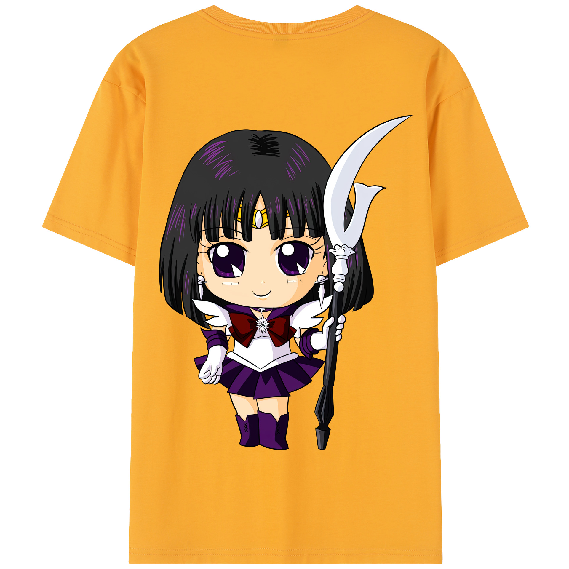 （画像用） 美少女戦士セーラームーン 土萠ほたる Sailor Moon Tomoe Hotaru （セーラーサターン；Sailor Saturn） 綿100％半袖Tシャツ（背面プリント）