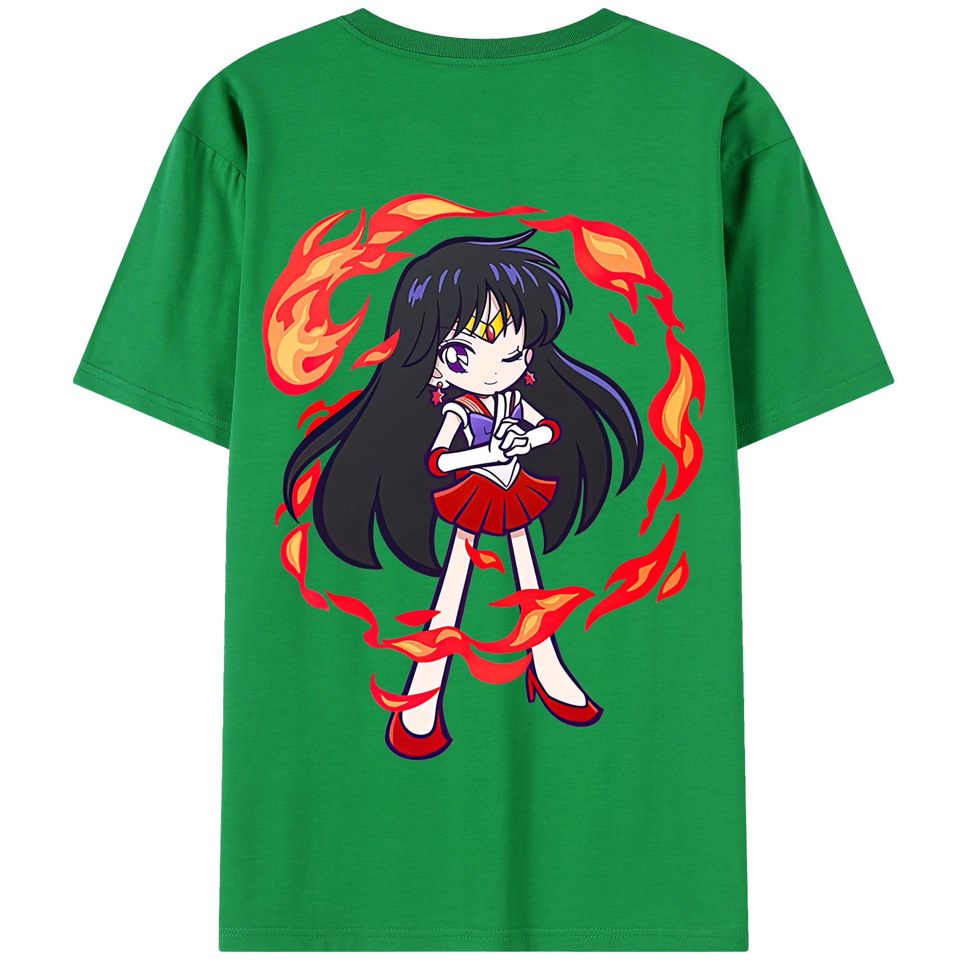 （画像用） 美少女戦士セーラームーン 火野レイ ひの レイ Sailor Moon Hino Rei （セーラーマーズ,Sailor Mars） 綿100％半袖Tシャツ（背面プリント）