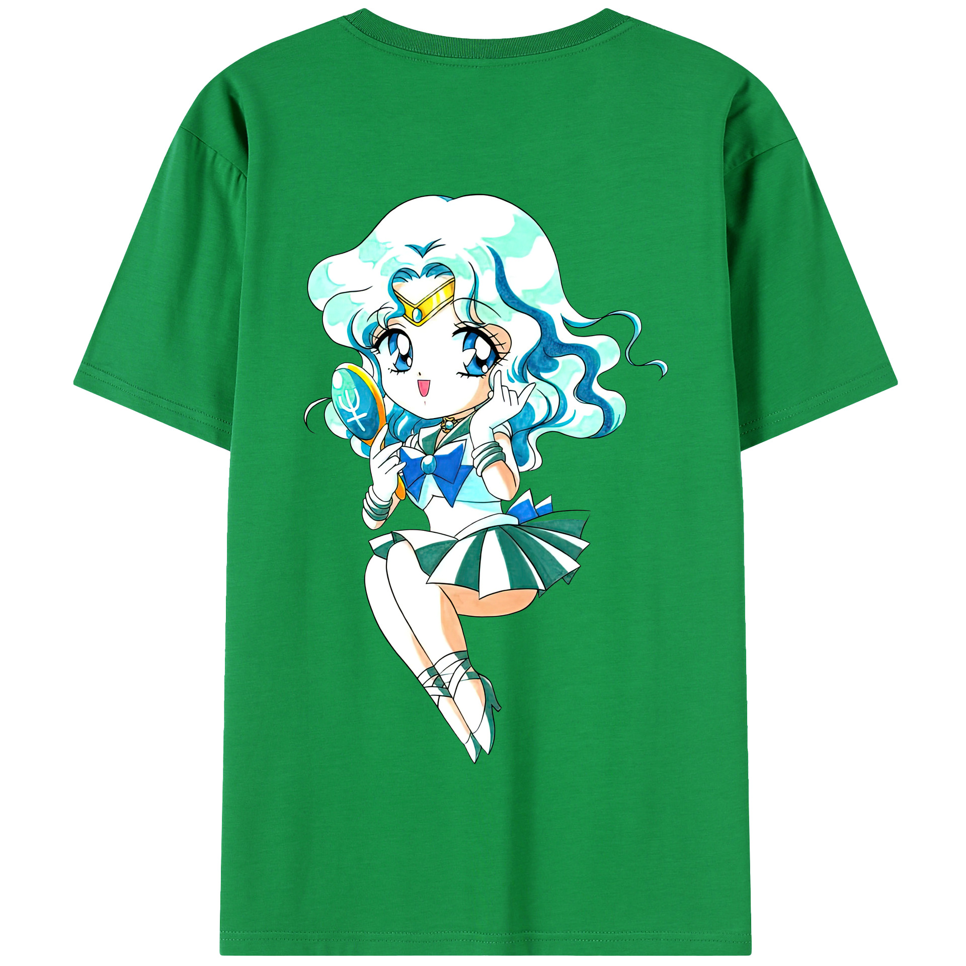 （画像用） 美少女戦士セーラームーン 海王 みちる（かいおう みちる） Sailor Moon Kaiou Michiru 綿100％半袖Tシャツ（背面プリント）