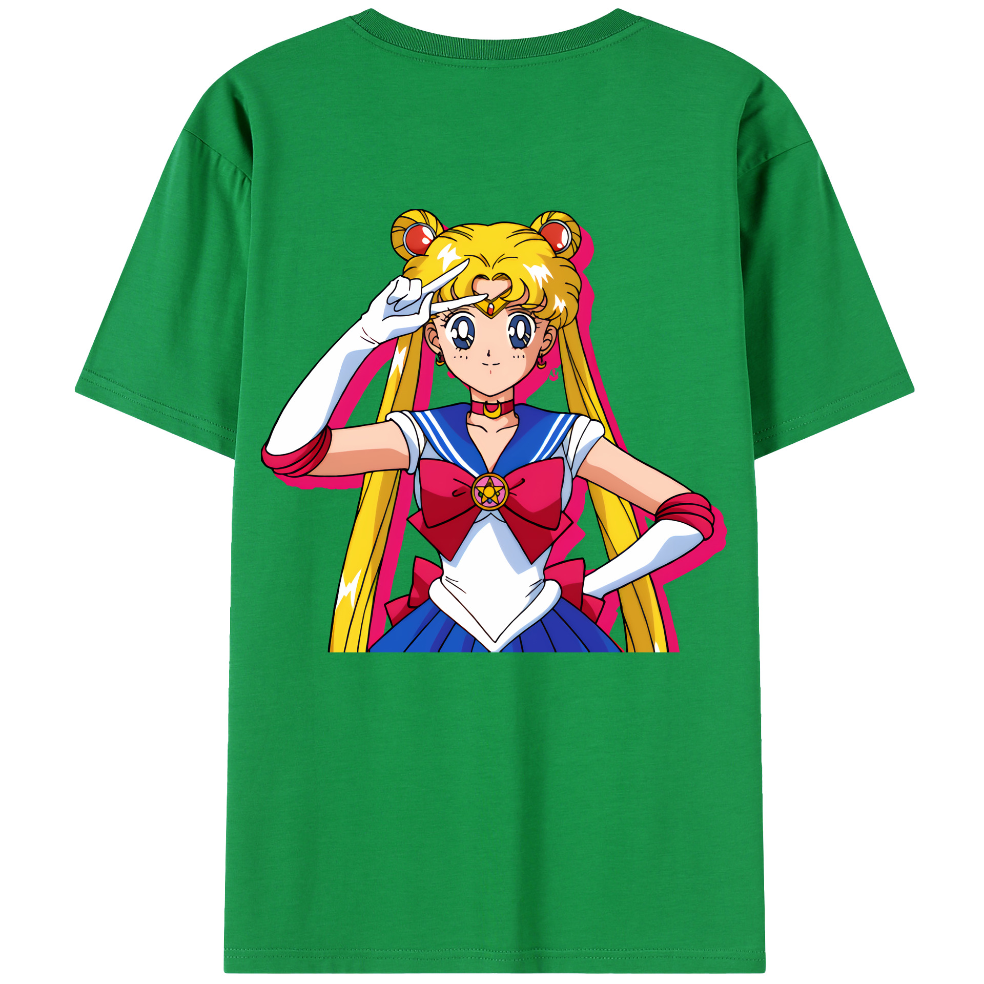 （画像用） 美少女戦士セーラームーン 月野 うさぎ つきの うさぎ Sailor Moon Tsukino Usagi 綿100％半袖Tシャツ（背面プリント）