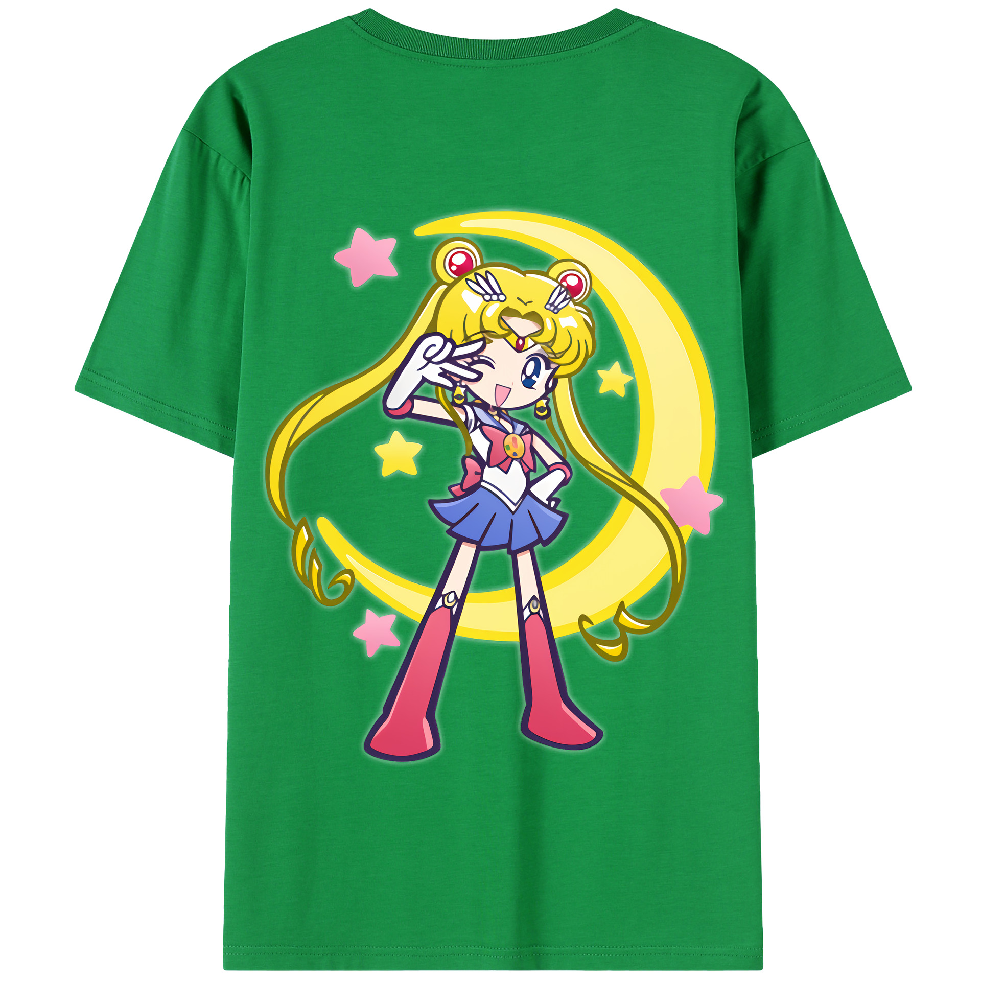 （画像用） 美少女戦士セーラームーン 月野 うさぎ つきの うさぎ Sailor Moon Tsukino Usagi 綿100％半袖Tシャツ（背面プリント）