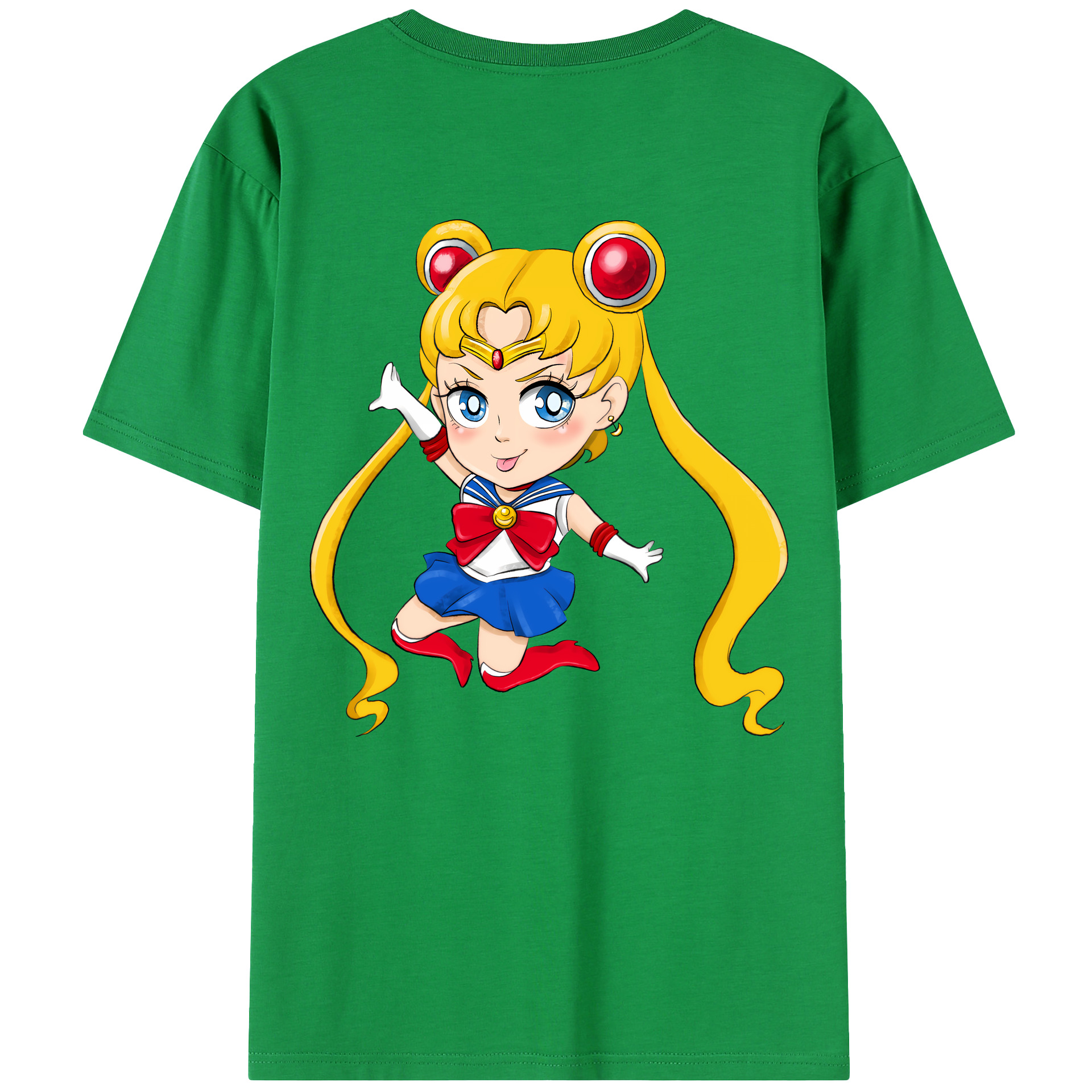 （画像用） 美少女戦士セーラームーン 月野 うさぎ つきの うさぎ Sailor Moon Tsukino Usagi 綿100％半袖Tシャツ（背面プリント）