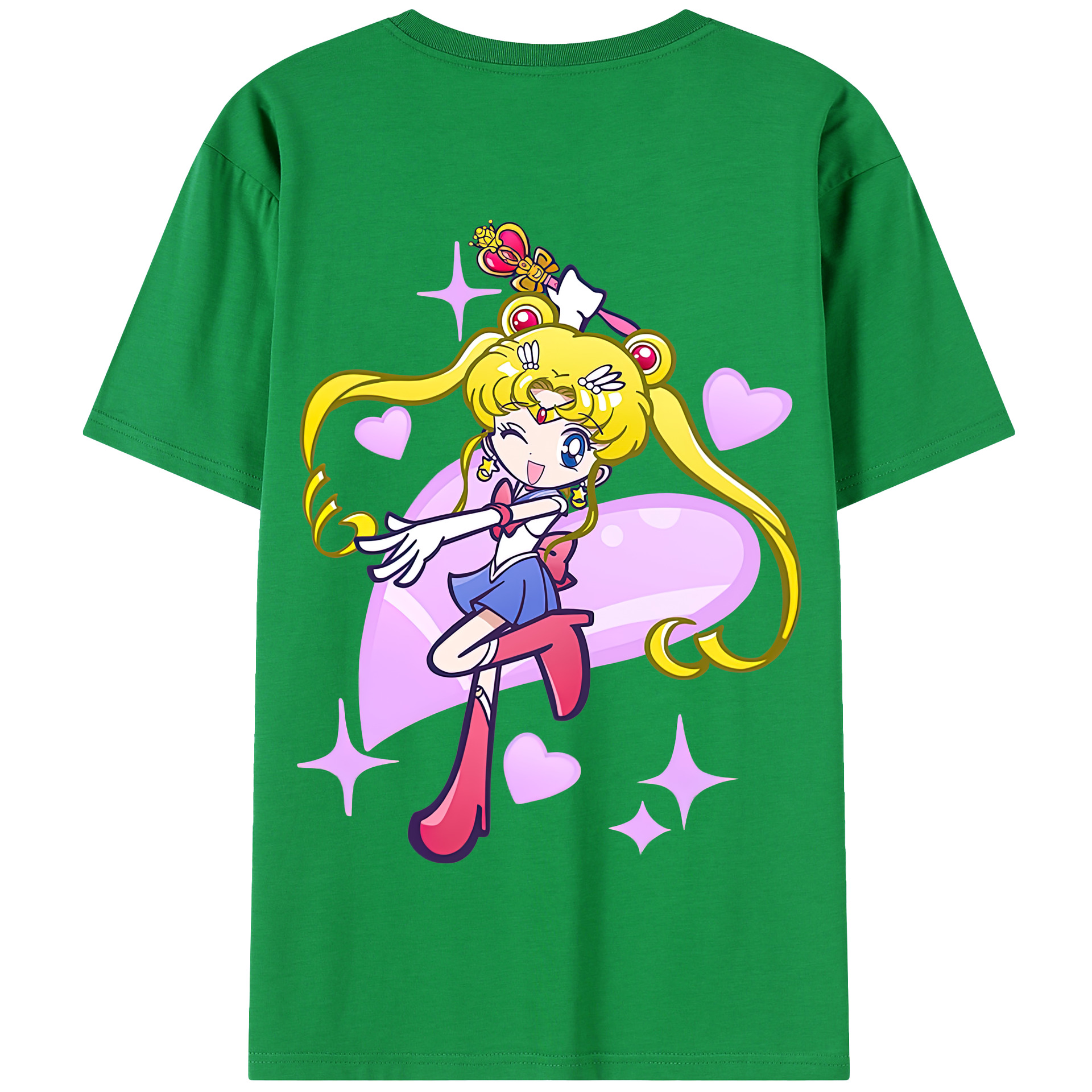 （画像用） 美少女戦士セーラームーン 月野 うさぎ つきの うさぎ Sailor Moon Tsukino Usagi 綿100％半袖Tシャツ（背面プリント）