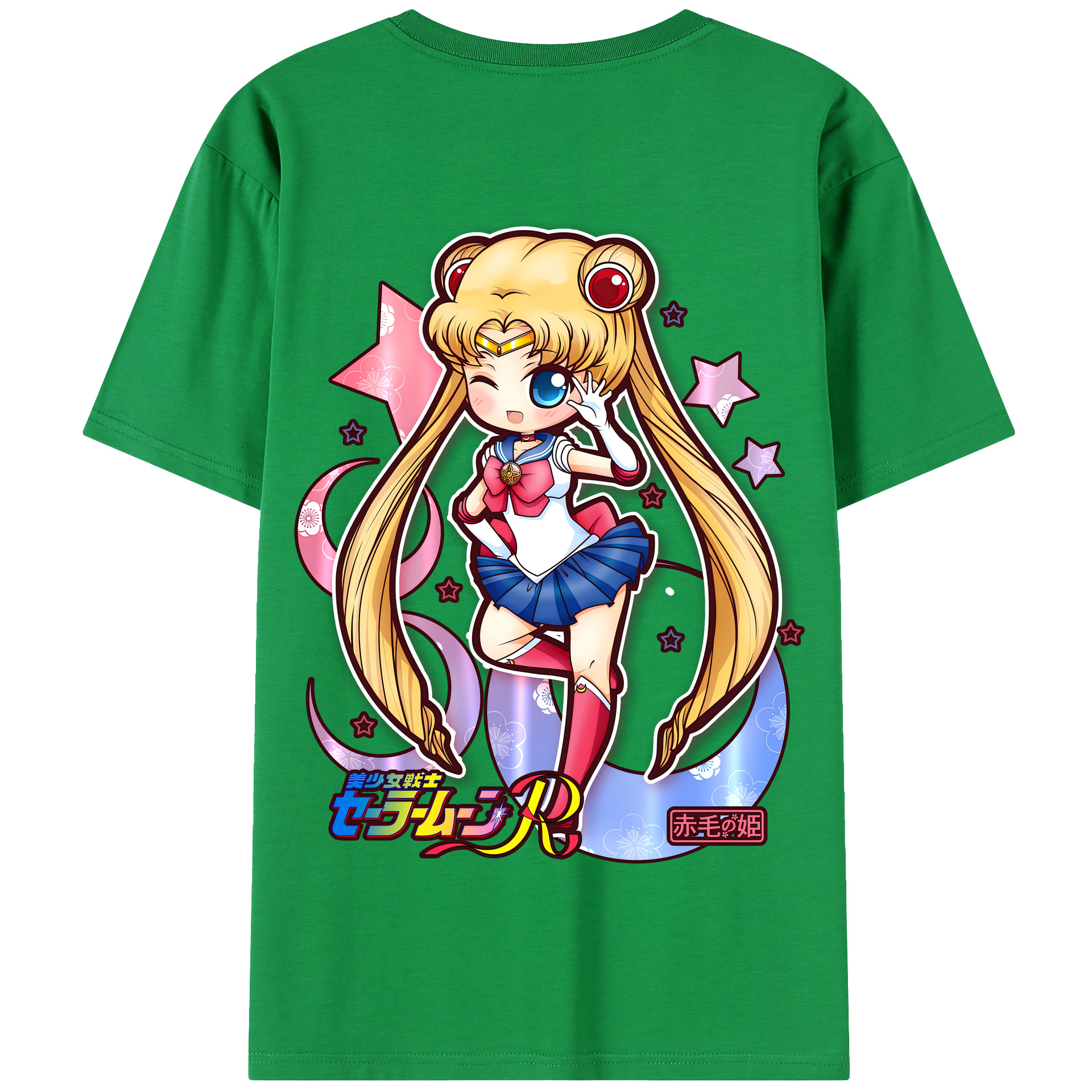 （画像用） 美少女戦士セーラームーン 月野 うさぎ つきの うさぎ Sailor Moon Tsukino Usagi 綿100％半袖Tシャツ（背面プリント）